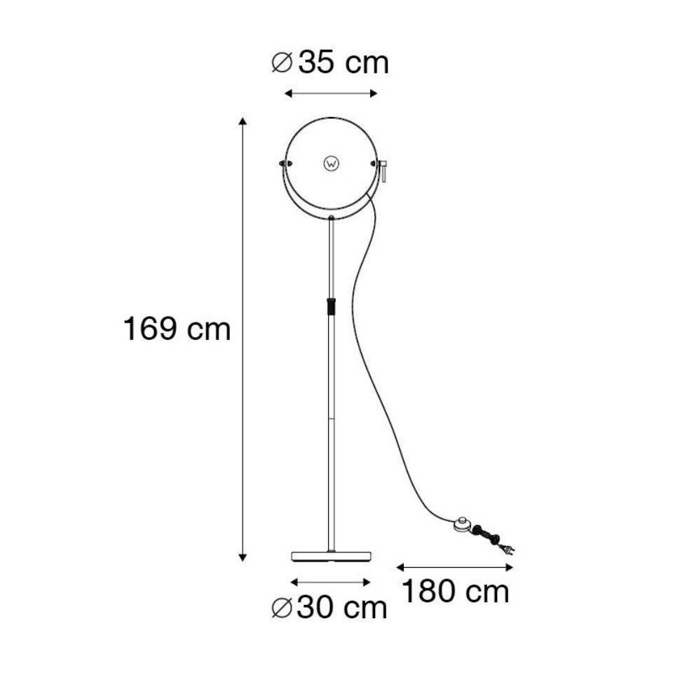 Qazqa Stehlampe Magnax, ohne Leuchtmittel, Warmweiß, QAZQA Stehlampe, e27, Schwarz, Stahl, Industrie