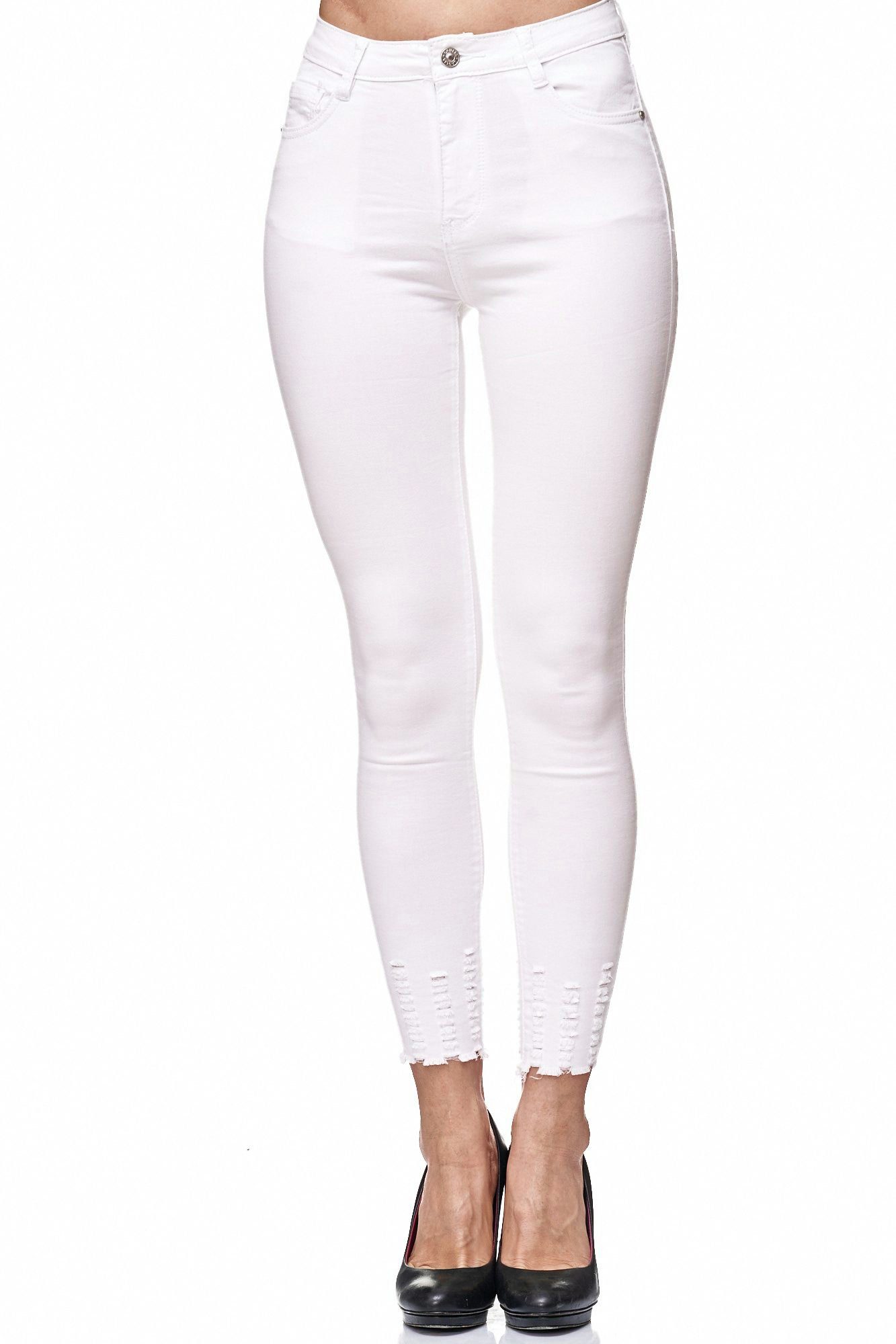 Elara High-waist-Jeans Elara Damen (1-tlg) (8XL) 56 Berlin 4D434 Weiss Jeans
