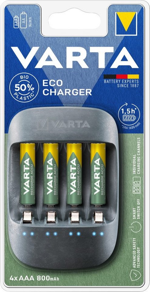 VARTA Varta Akku Ladegerät Charger Eco 4x AAA 800mAh für 4 AA