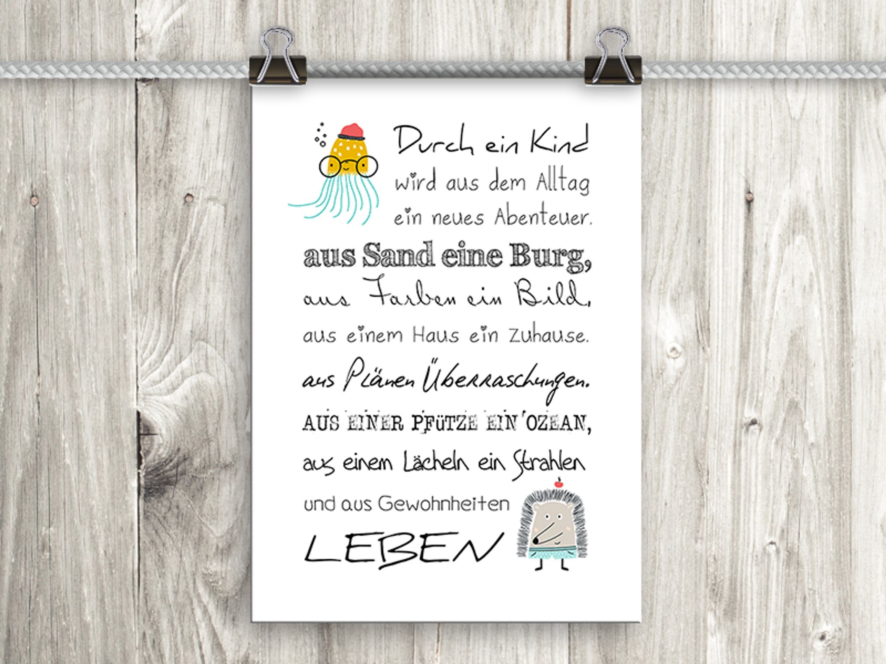 Kind Poster Kinderzimmer-Deko Zitate mit und Baby Poster Geburt Kind und artissimo Babyzimmer, DinA4 Spruch Sprüche: Sprüche