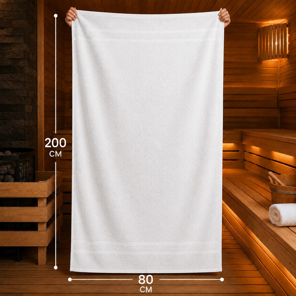 Komfortec Saunatuch 2er Set extra Große - Premium Badetuch - 80x200 XXL, Frottee (2-St), extra Große, 100% Baumwolle, Weich, Schnelltrocknend