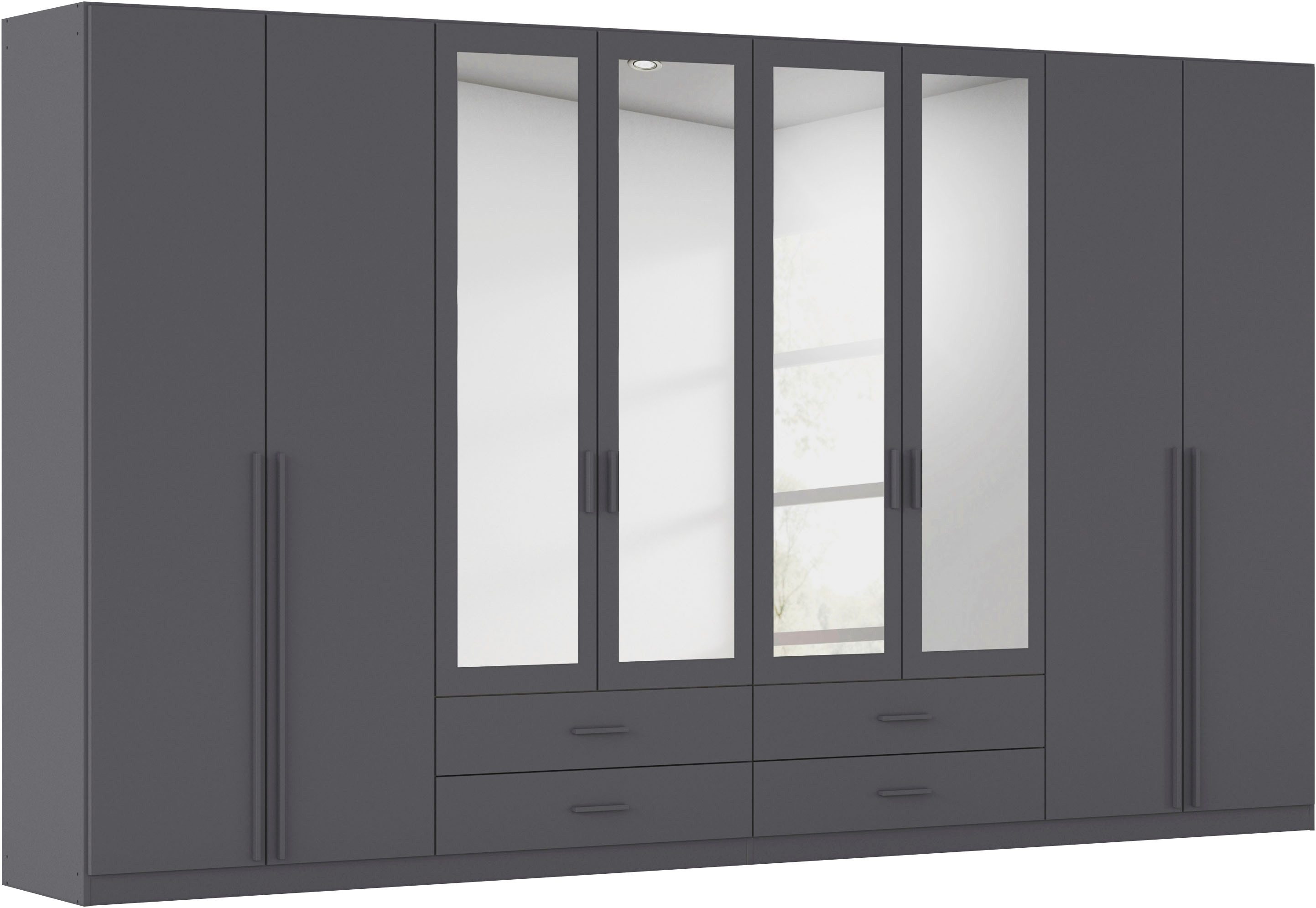 rauch Kleiderschrank Schrank Garderobe Ankleide GAMMA Breiten 91/136/181/226/271/315/360 cm (in 3 Ausstattungen BASIC/CLASSIC/PREMIUM (inkl. SOFT-CLOSE-Funktion) verschiedene Griff-Varianten, mit Spiegel TOPSELLER MADE IN GERMANY
