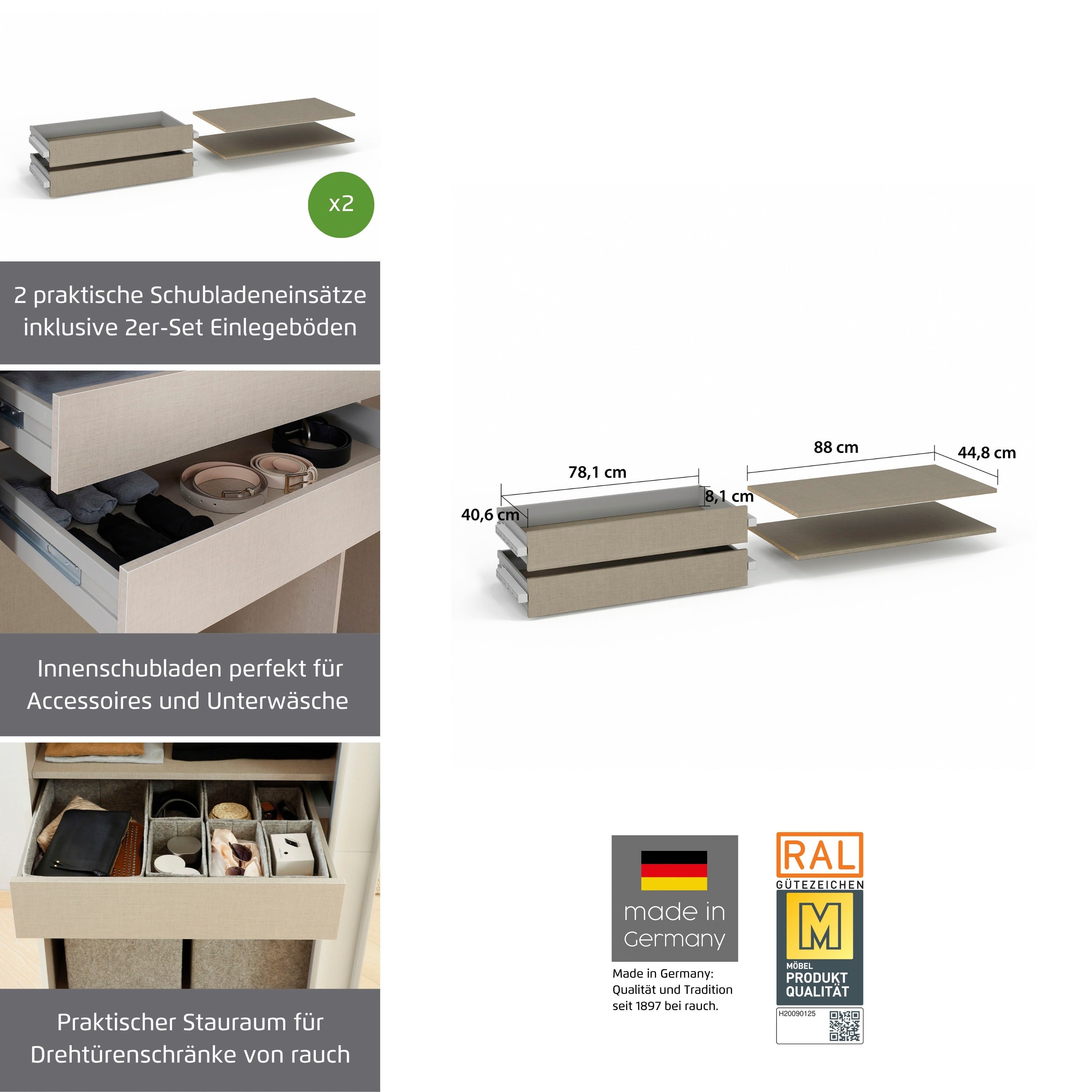 rauch Schubladeneinsatz, 2 Schubladeneinsätze mit 2 Fachböden 88 cm für Drehtürenschränke