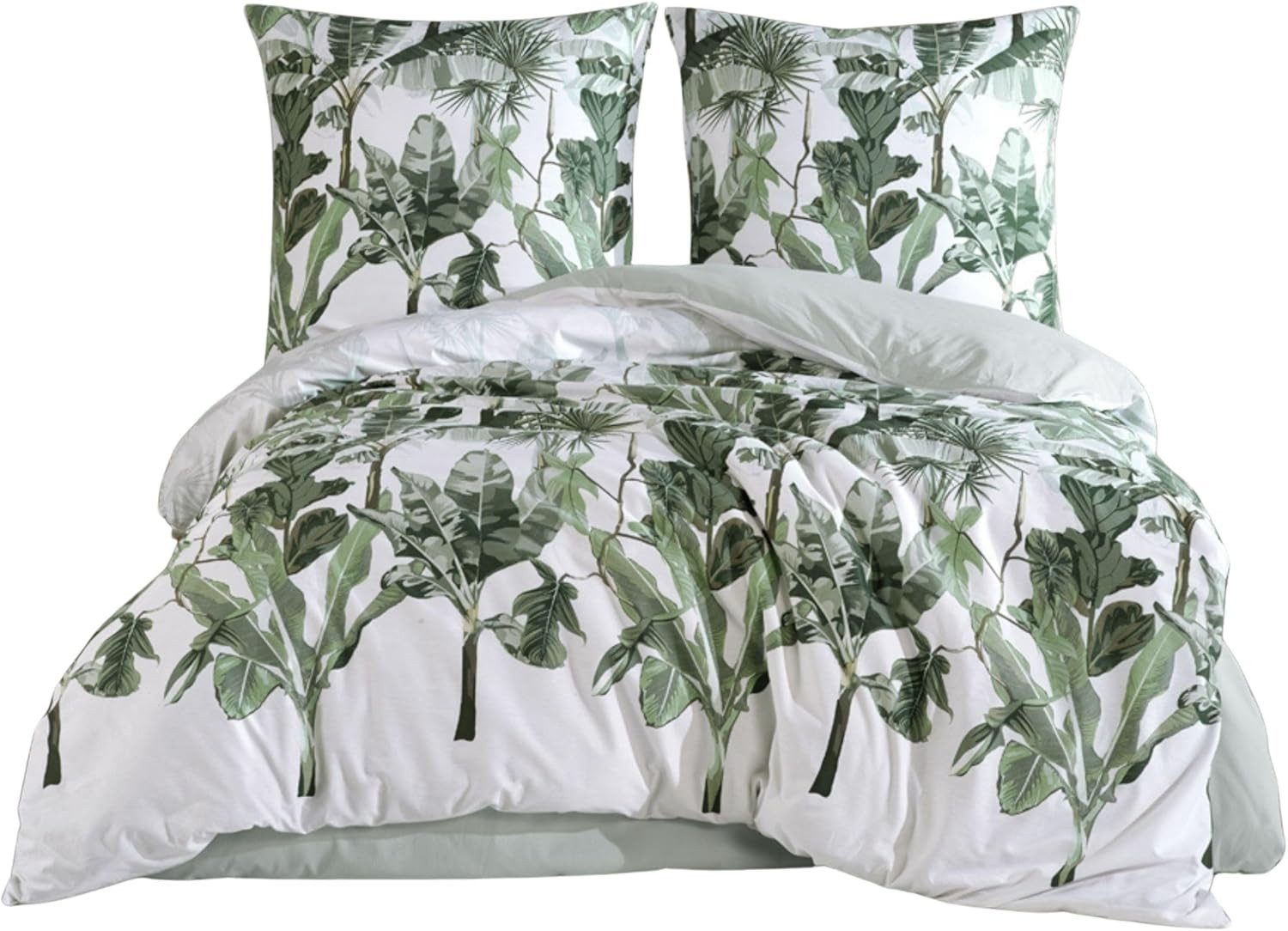 yadetextil Bettwäsche Baumwolle weiß Bettbezug grün günstig online kaufen