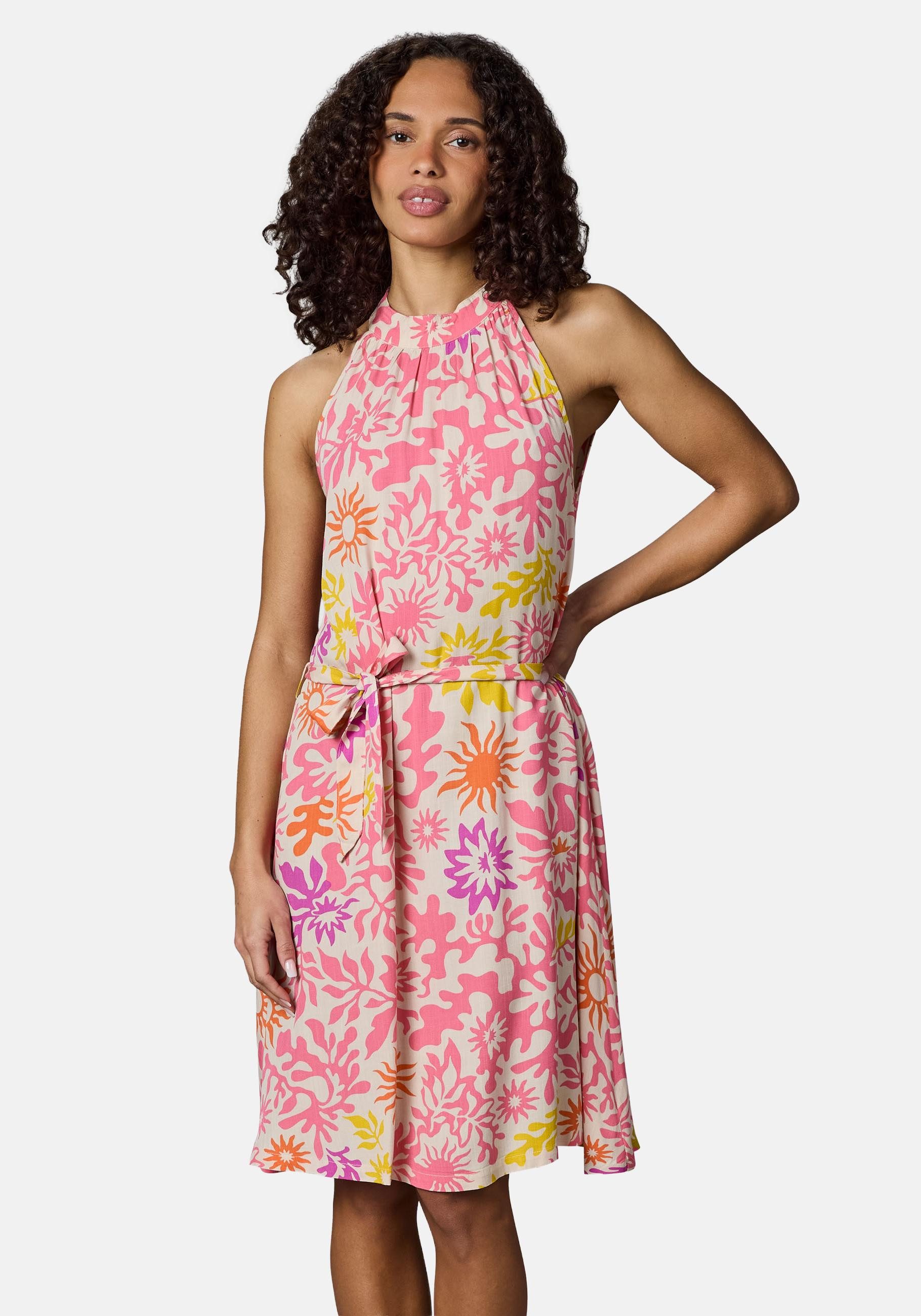 Ragwear A-Linien-Kleid Angylee Print YOUMODO Leichtes Sommerkleid mit Bindegürtel