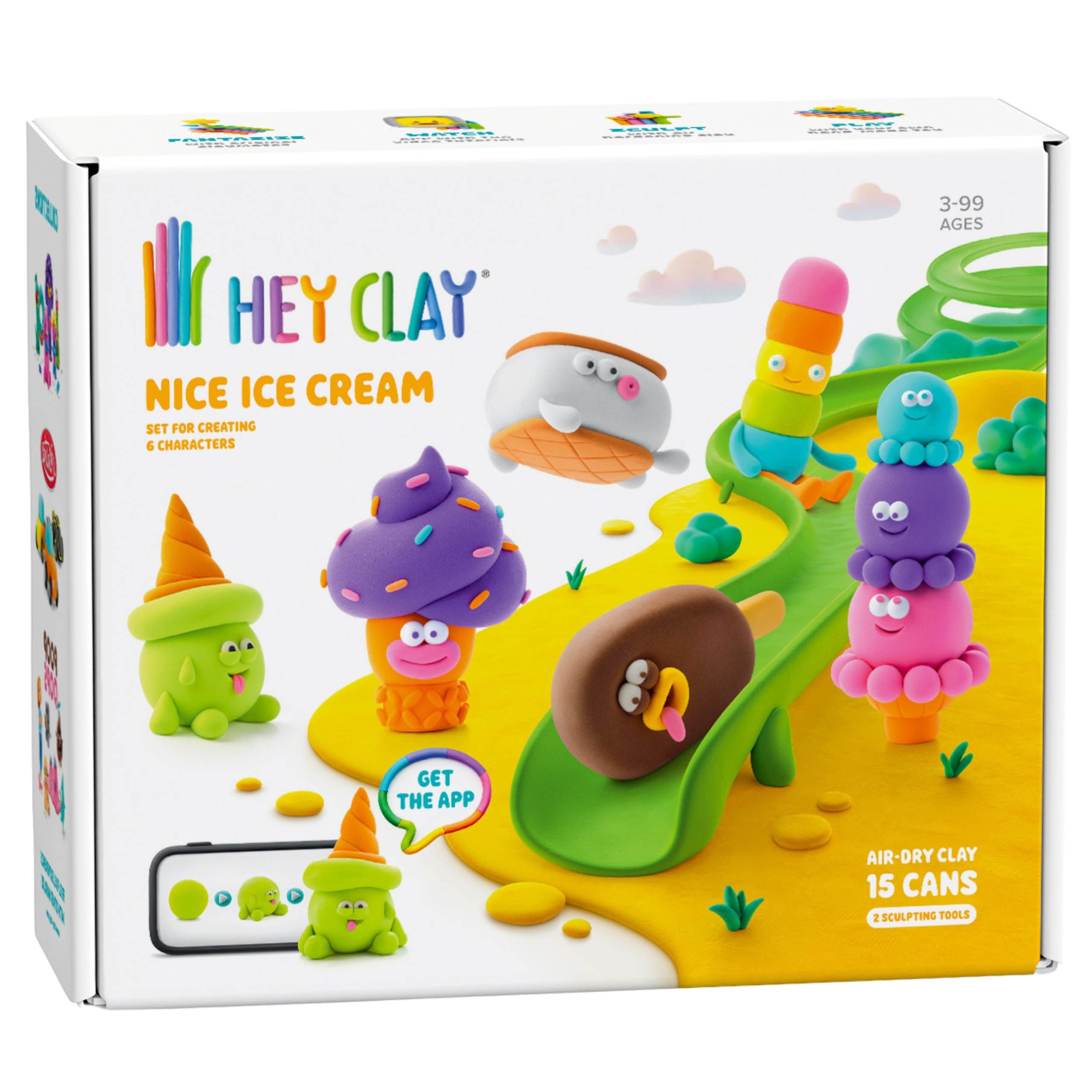 Hey Clay Modelliermasse Hey Clay Eiscreme Modelliermasse Knete Set mit Zubehör 15 Farben