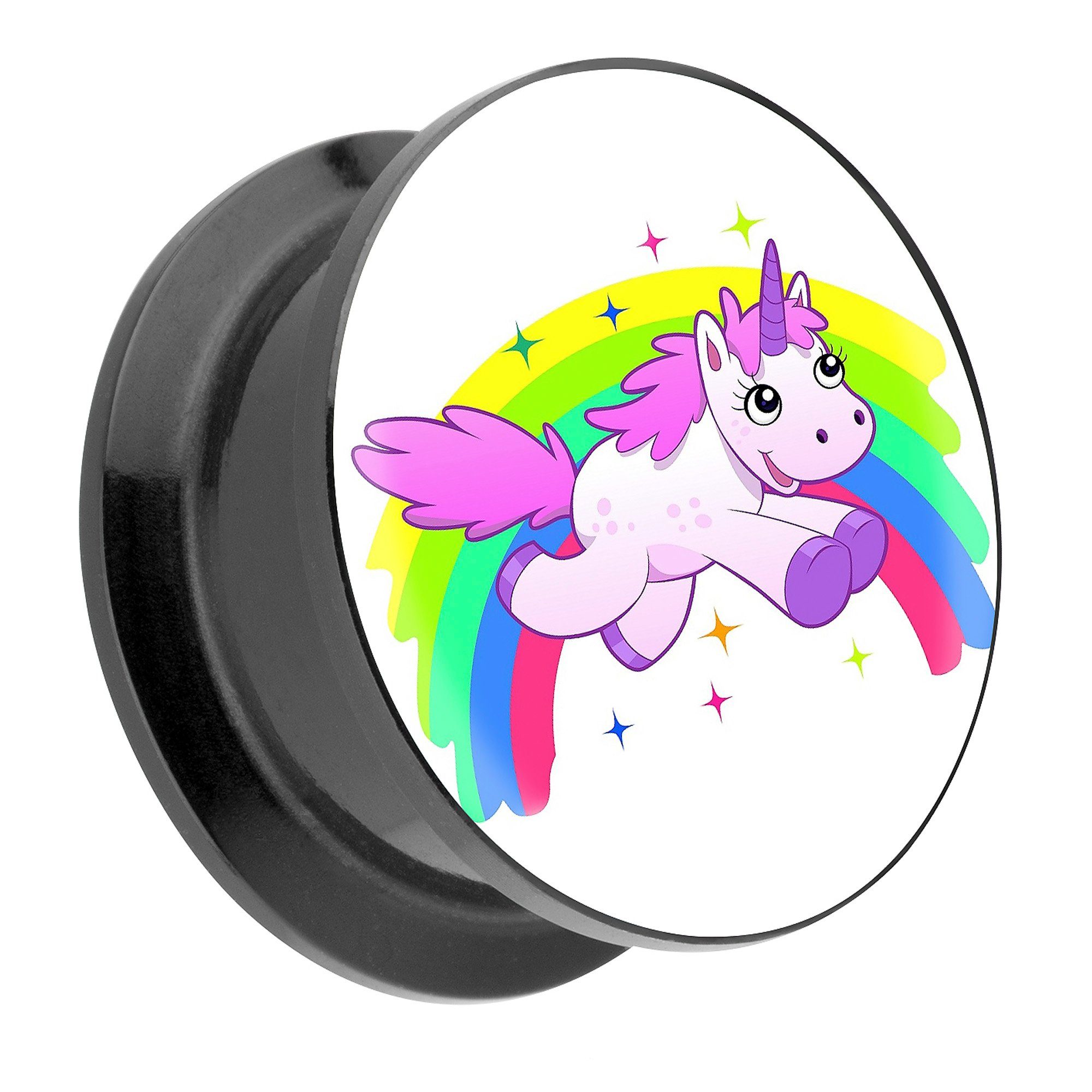 Plug Piercing Regenbogen springendes Einhorn