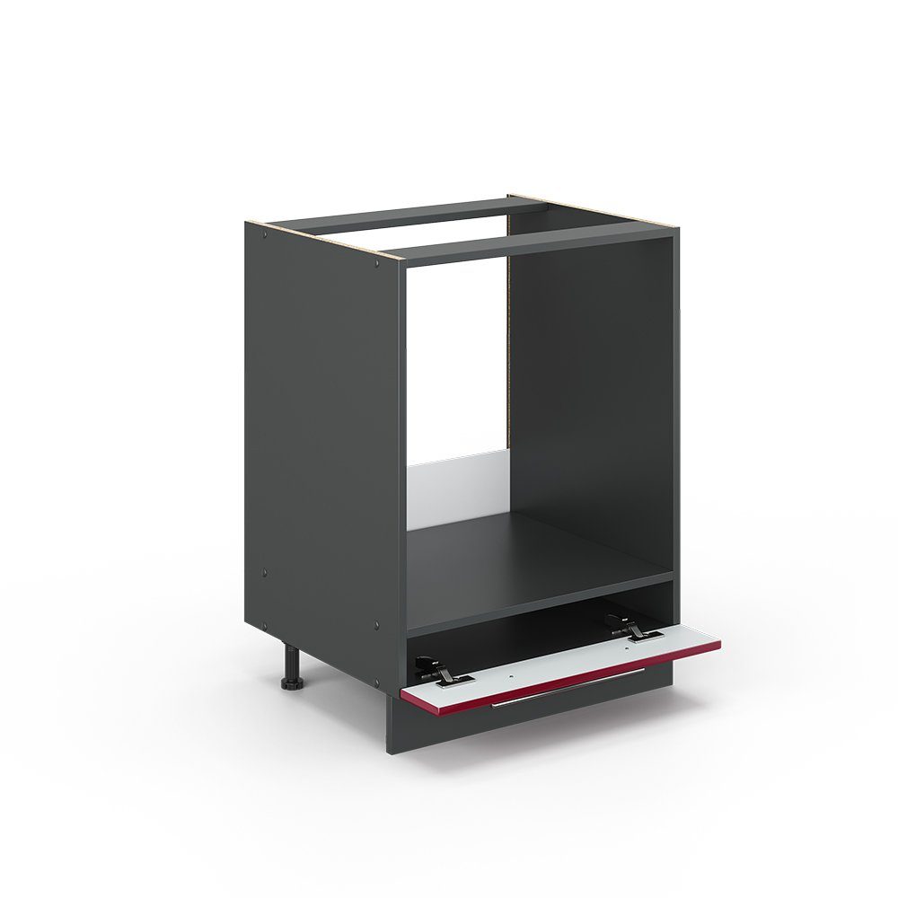 Vicco Herdumbauschrank Fame-Line, Bordeaux Hochglanz/Anthrazit, 60 cm ohne Arbeitsplatte (1-St) – Bild 5 von 5
