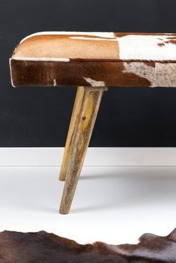 furnicato Sitzbank innen aus echtem Ziegenfell Braun Weiß