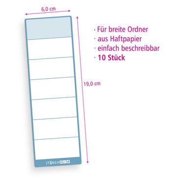 itenga Etiketten itenga 10x Ordneretikett Nordic Blue Rückenetikett zum Aufkleben 6,0 x