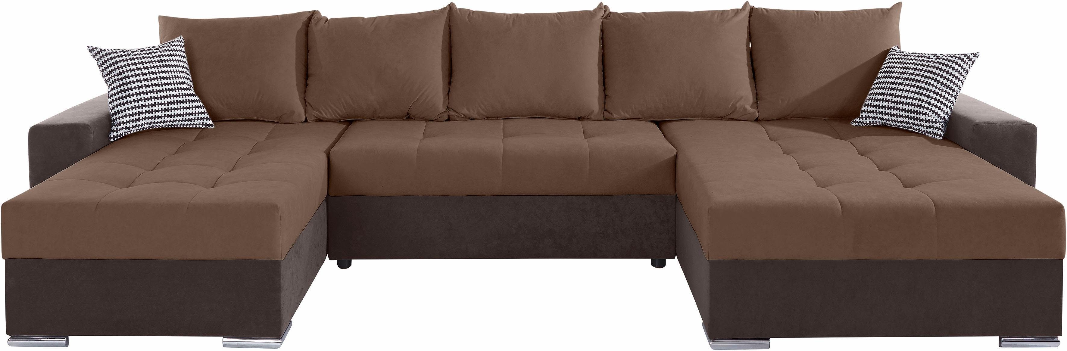 COLLECTION AB Wohnlandschaft Josy XXL U-Form, B: 333 cm, mit 2 Recamieren 77 & 97 cm, Bettfunktion, Bettkasten & 2 Zierkissen, Federkern