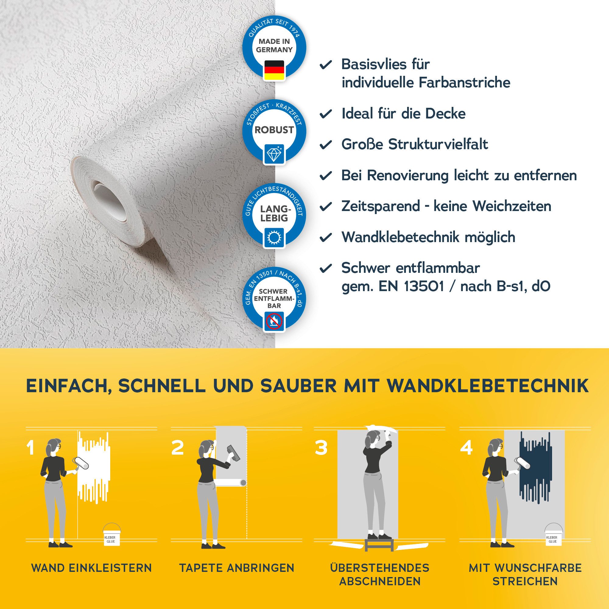 A.S. Création Vliestapete Meistervlies, leicht strukturiert, einfarbig, uni, unifarben, Vlies Vinyl Wand Decke Schräge Tapeten Wohnzimmer Schlafzimmer Küche