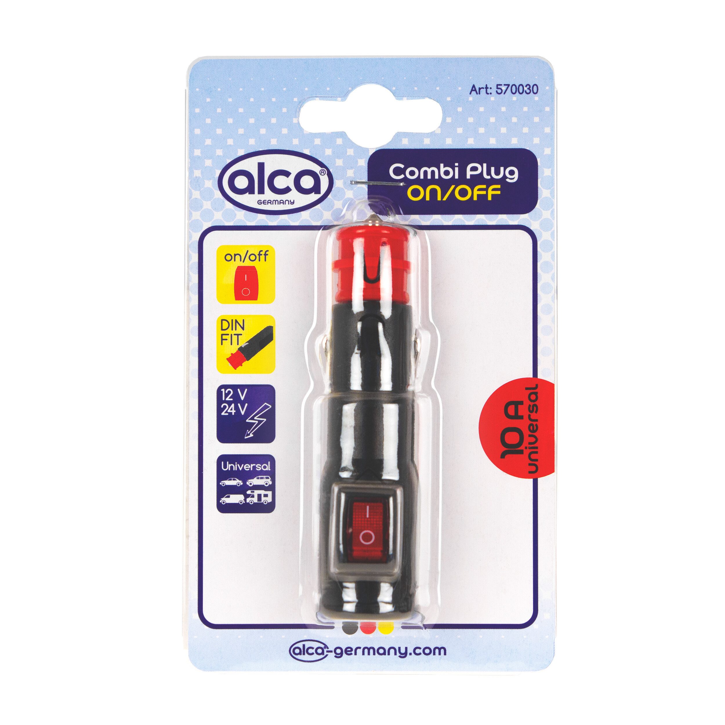 alca Zigarettenanzünder-Verteiler Universalstecker mit Schalter 12V/24V 10 A mit Sicherung & Schalter (1-St., Mit Kipp-Schalter)