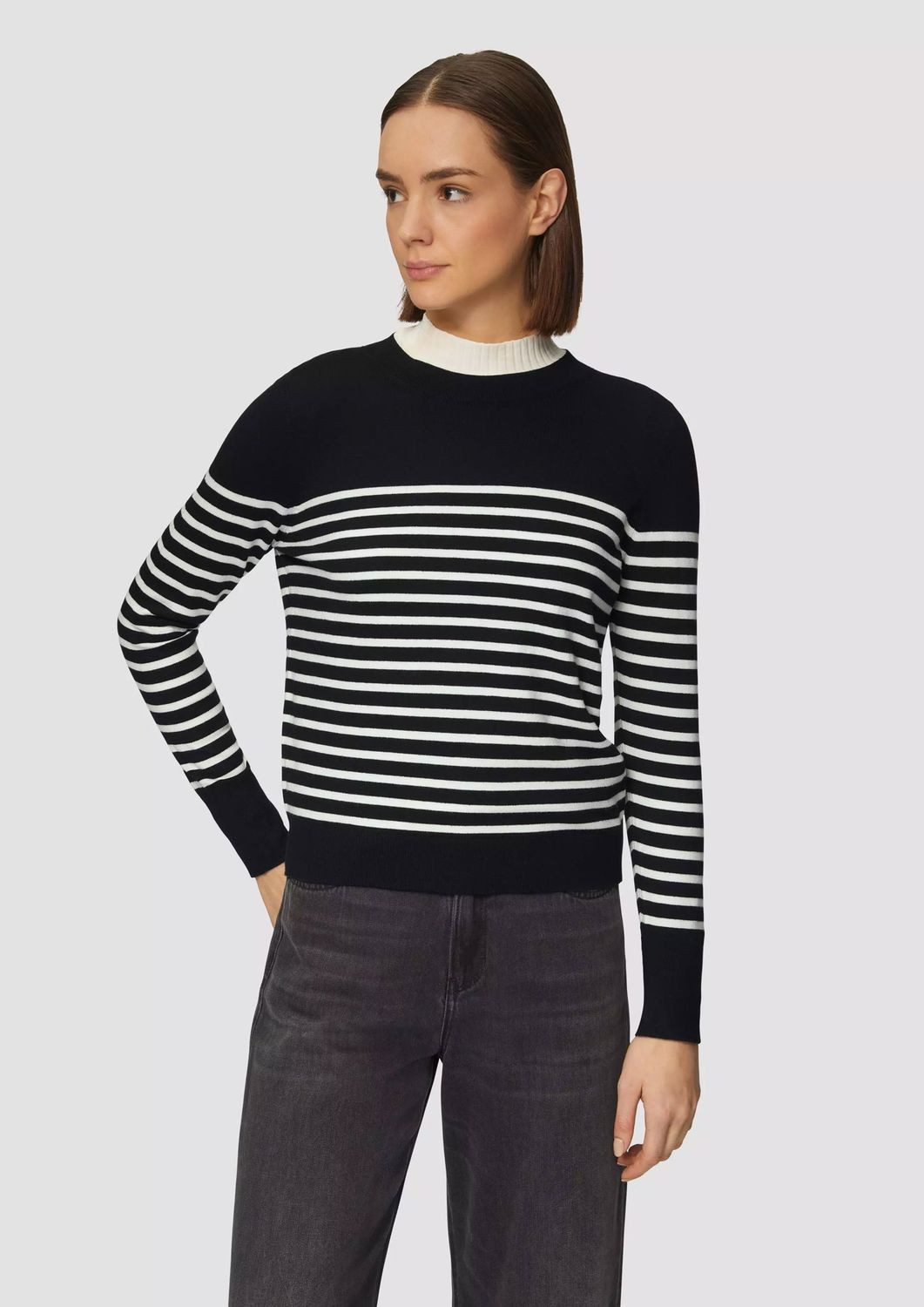 s.Oliver Rundhalspullover Gestreifter Pullover aus Viskosemix (1-tlg) langa günstig online kaufen