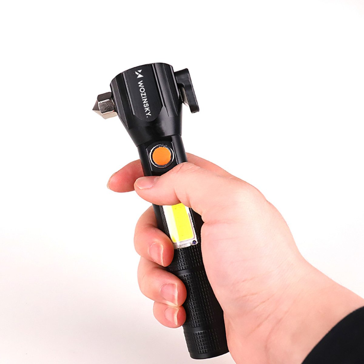 Wozinsky LED Taschenlampe WLR-31, Glasbrecher, Gurtschneider, Magnet und COB-Warnlicht