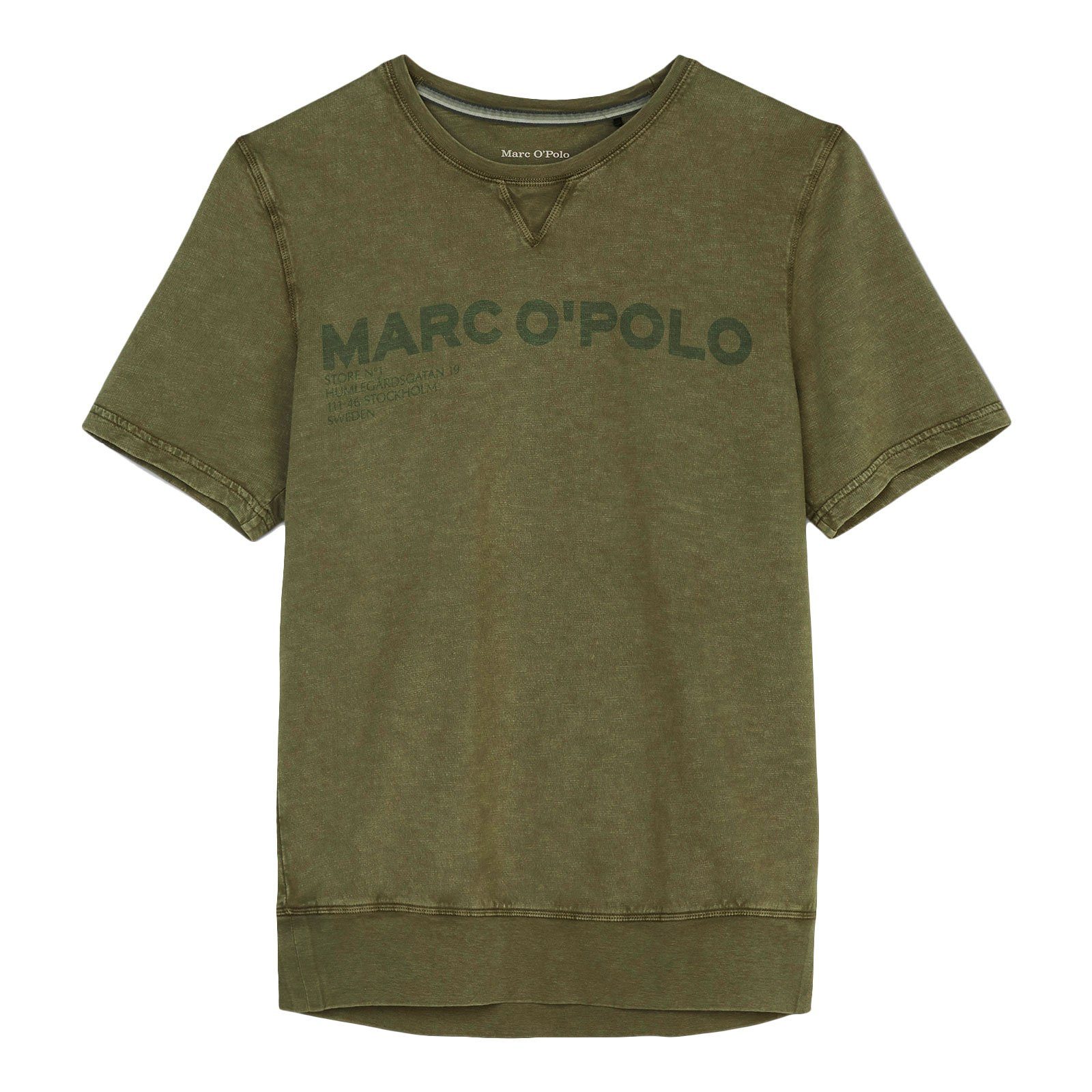 Marc O'Polo T-Shirt Shirt Crew Neck mit Marken-Aufschrift 707 olive
