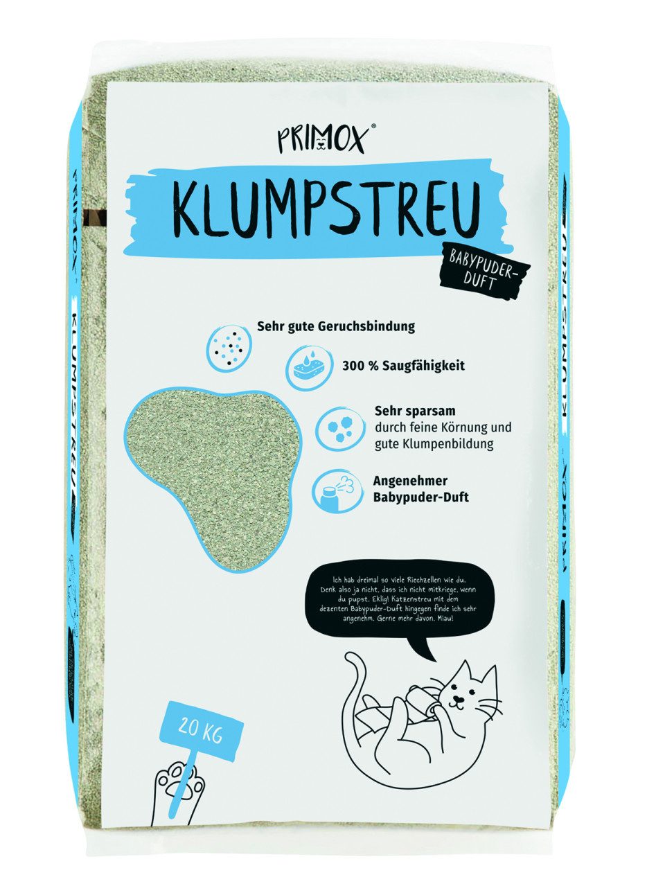 Katzenstreu Primox Katzenstreu Babypuderduft 20 kg