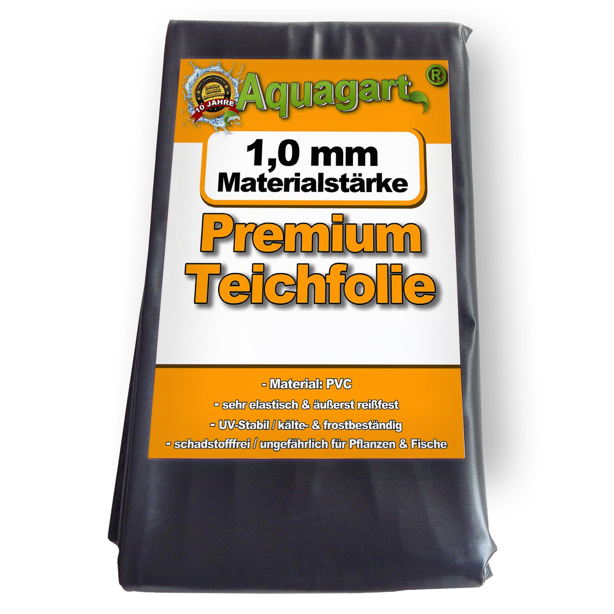 Aquagart Teichfolie Teichfolie PVC 6m x 2m 1,0mm schwarz Folie für den Gartenteich, Verkleben, (1-St)