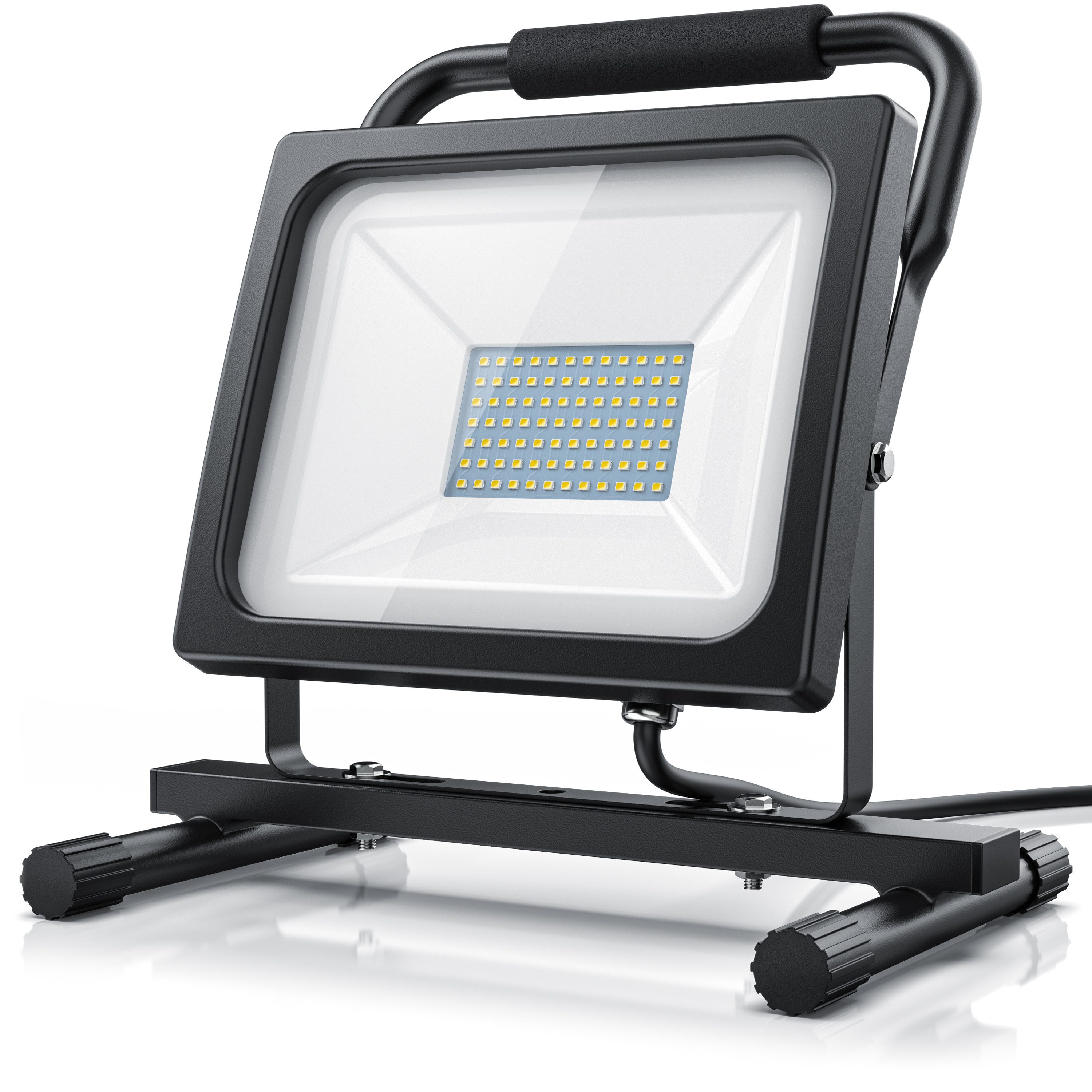 Brandson Baustrahler LED-Baustrahler 60 W, 6000 Lumen, IP65, schwenkbar, LED fest integriert, Kaltweiß, 60W LED Baustrahler - Bauscheinwerfer - Arbeitsleuchte