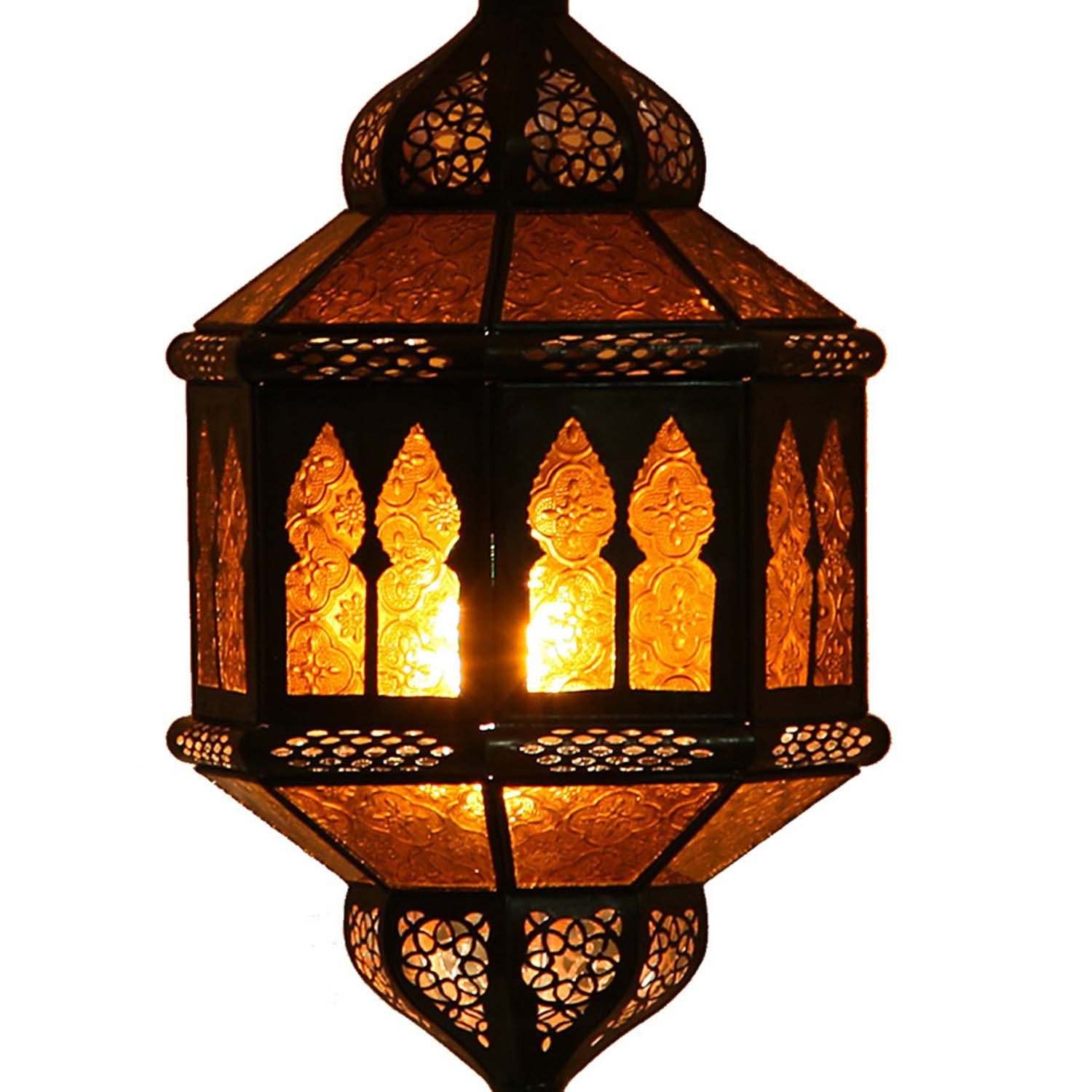 Casa Moro Marokko, ohne Biban L1235 Gelb Orientalische Trombia Glas Lampe Hängeleuchte Kunsthandwerk aus aus Eisen, & Leuchtmittel