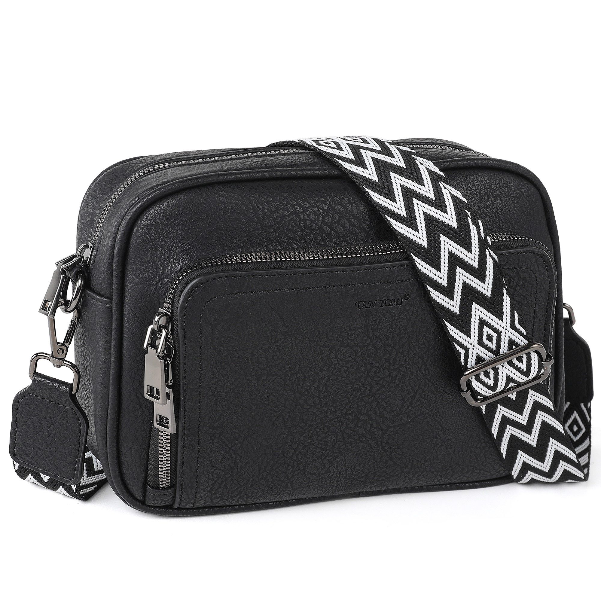 TAN.TOMI Umhängetasche Handtasche Damen mittelgroß tasche mit Verstelbaar Schultergurt, Fronttasche mit mehreren Fächern Weich Breiter Gurt