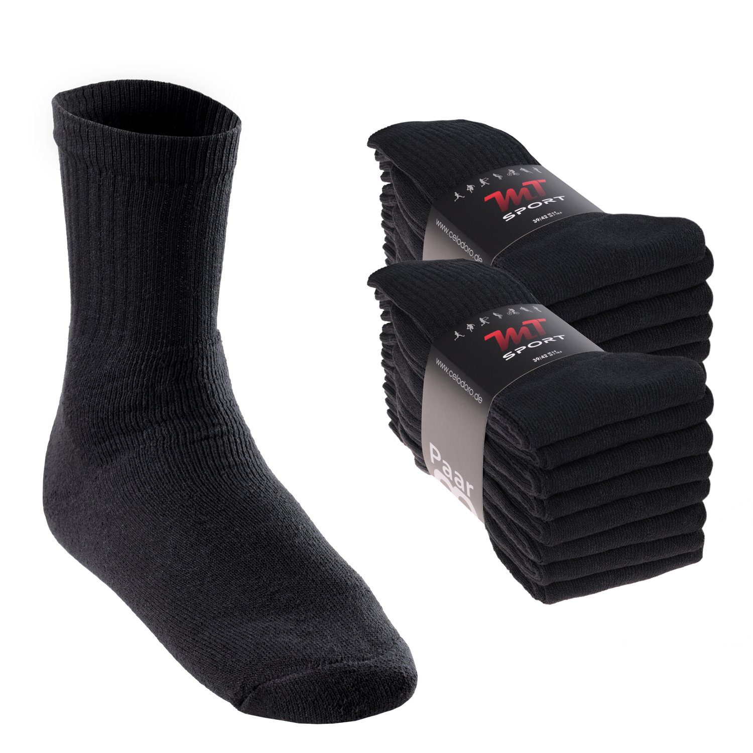 MT Tennissocken Sport- & Freizeitsocken Damen/Herren (8-32 Paar) Tennissocken (16-Paar) Schwarz / 16 Paar