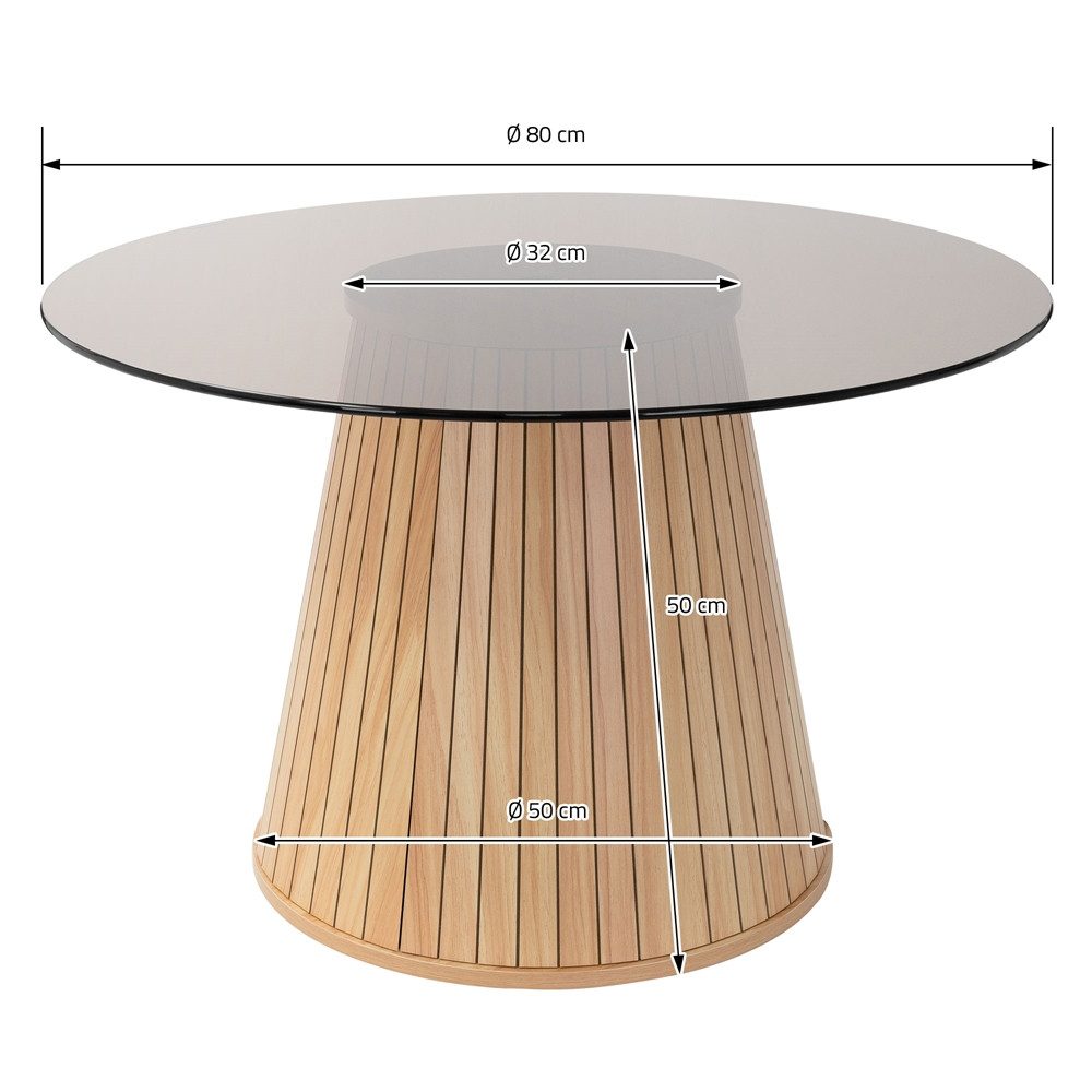 ML-DESIGN Couchtisch Beistelltisch mit Stauraum Kaffeetisch Wohnzimmertisch Rund für Tee, Sofatisch mit Glasplatte 80x80x50 cm Holz-Optik ideal für Wohnzimmer – Bild 5 von 5