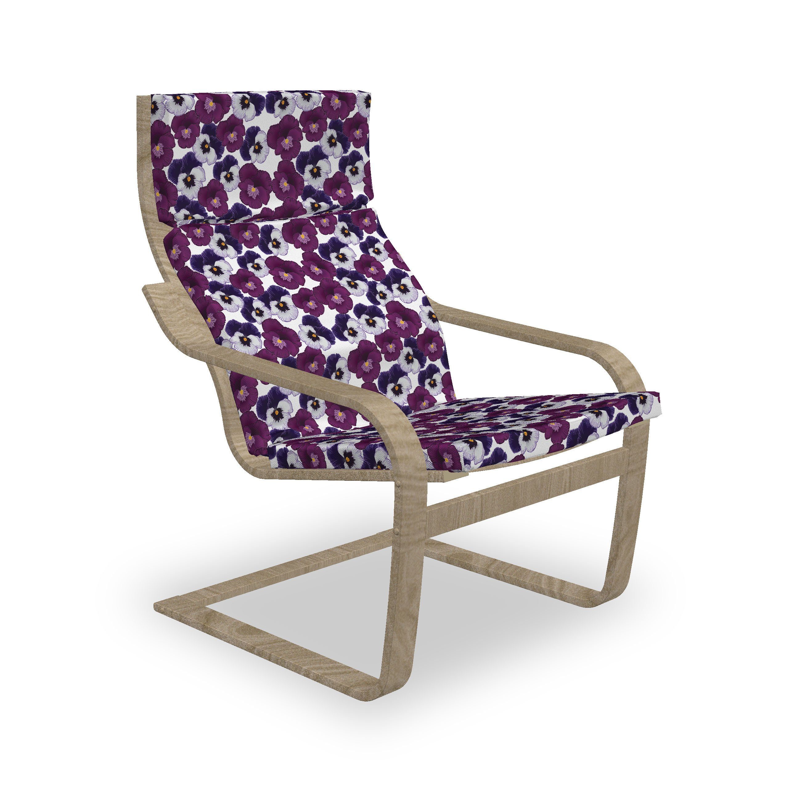 Abakuhaus Stuhlkissen Sitzkissen mit Stuhlkissen mit Hakenschlaufe und Reißverschluss, Stiefmütterchen Frühlings-lila Blüten Kunst