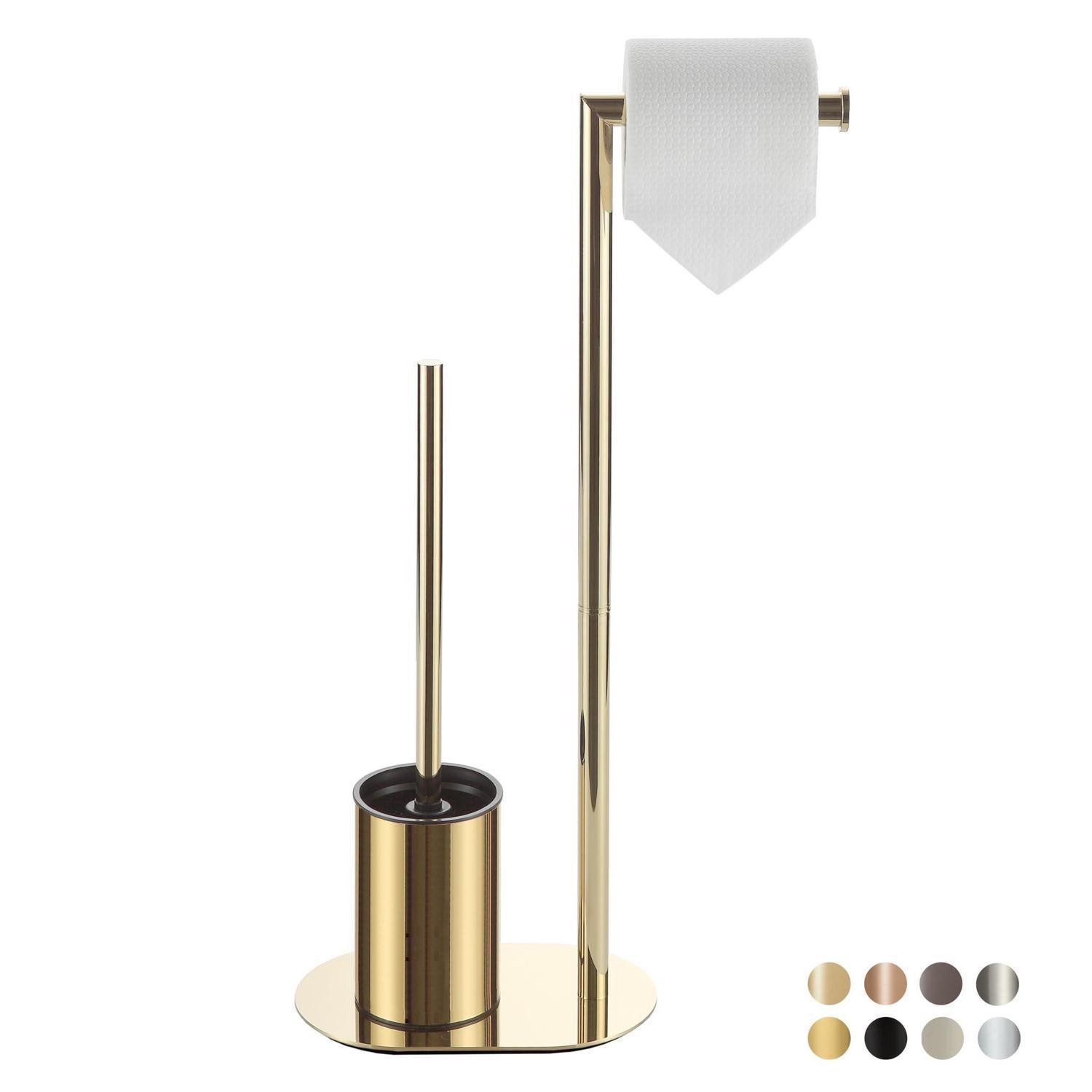 LuxusKollektion WC-Garnitur WC-Garnitur Gold stehend mit Halter & Bürste
