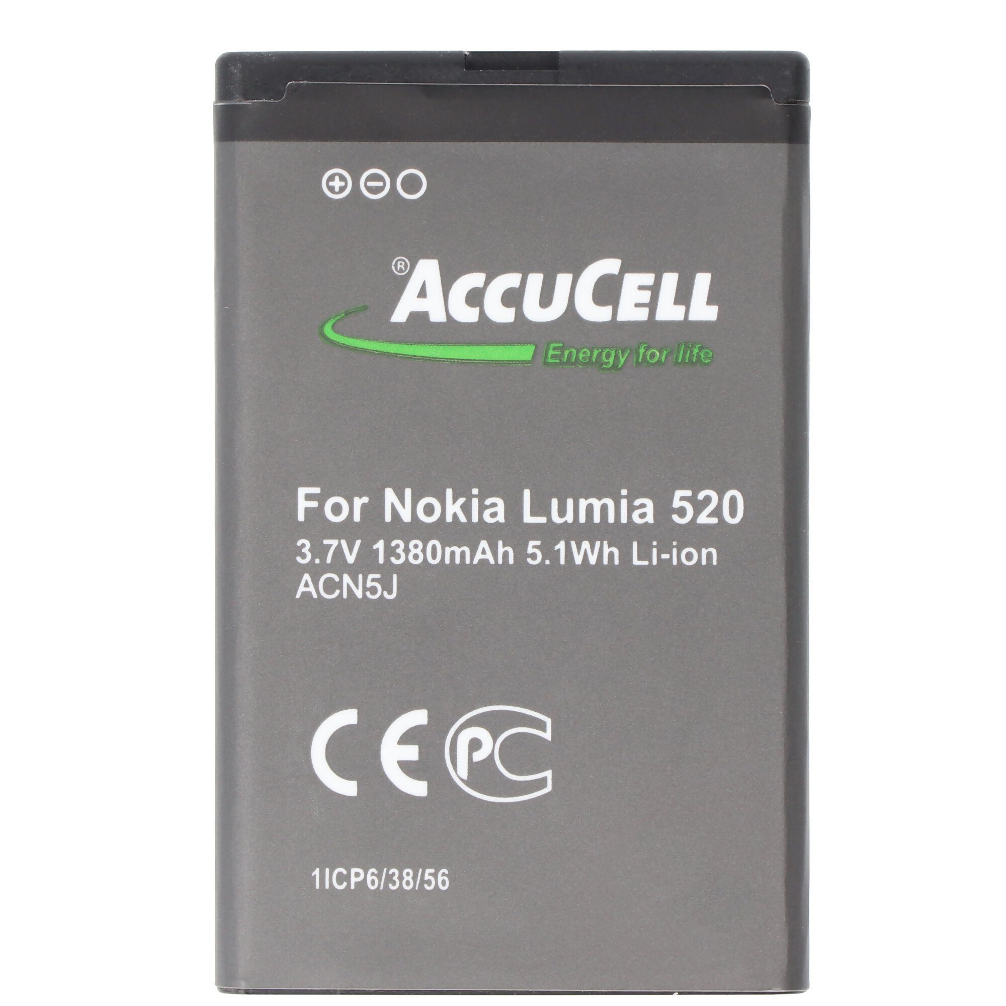 BL-5J passend 1380mAh Akku Akku Akku 1380 AccuCell für mAh Lumia V) 520 mit Nokia (3,7