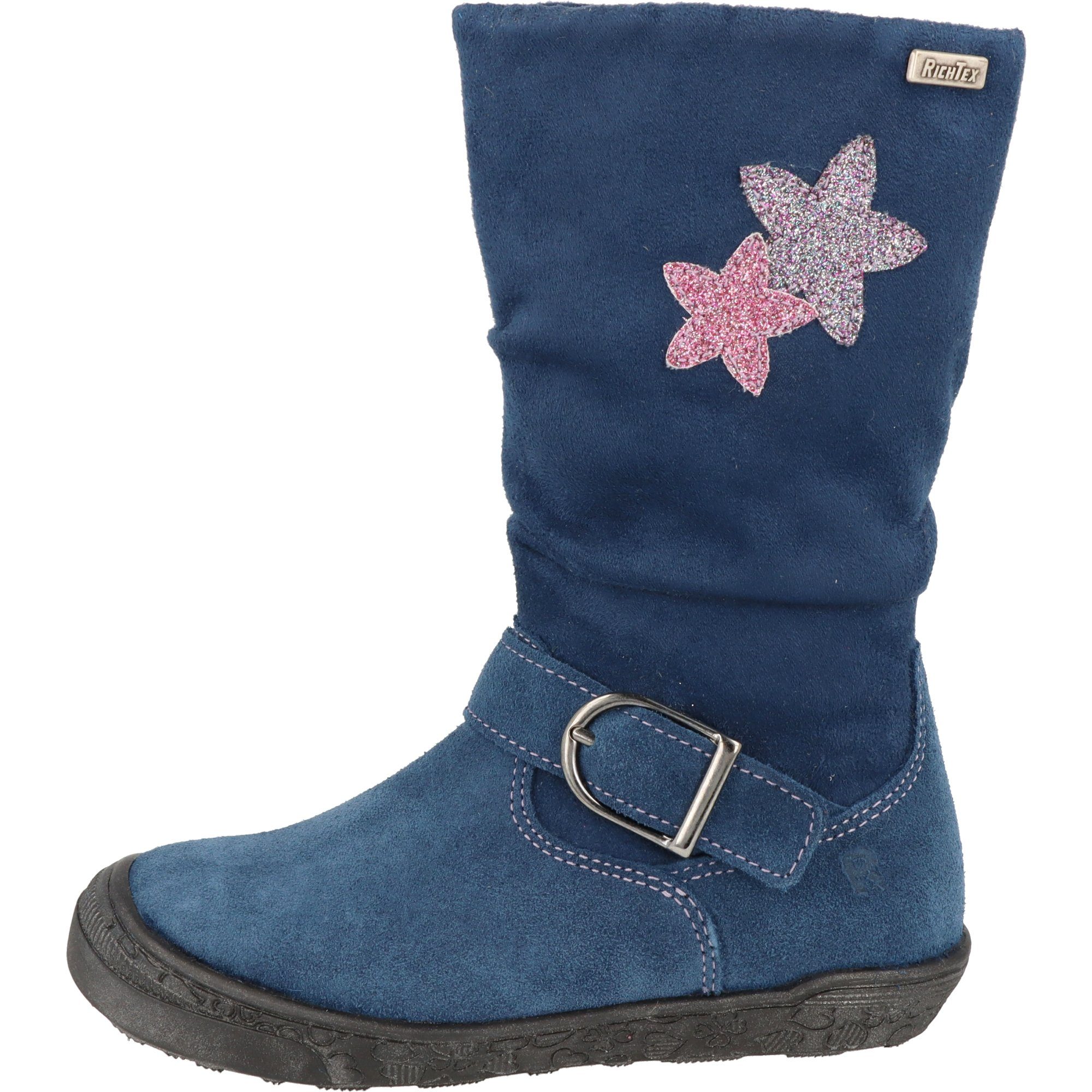 Richter Mädchen Schuhe Leder Tex 4152-456-6811 Winterstiefel Blau Stiefel gefüttert Sterne