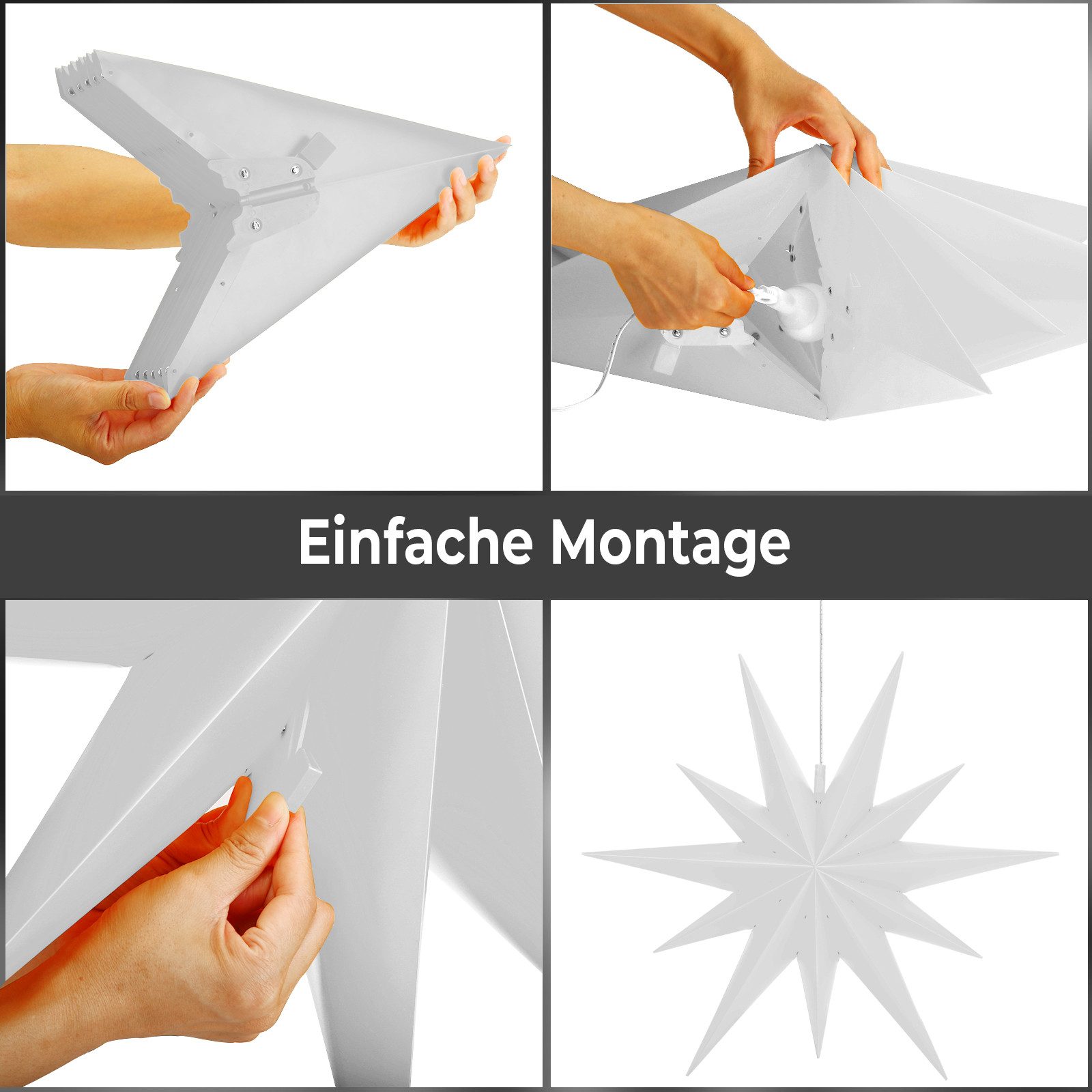 ovilum LED Stern Leuchtstern, aus Kunststoff in Weiß zur