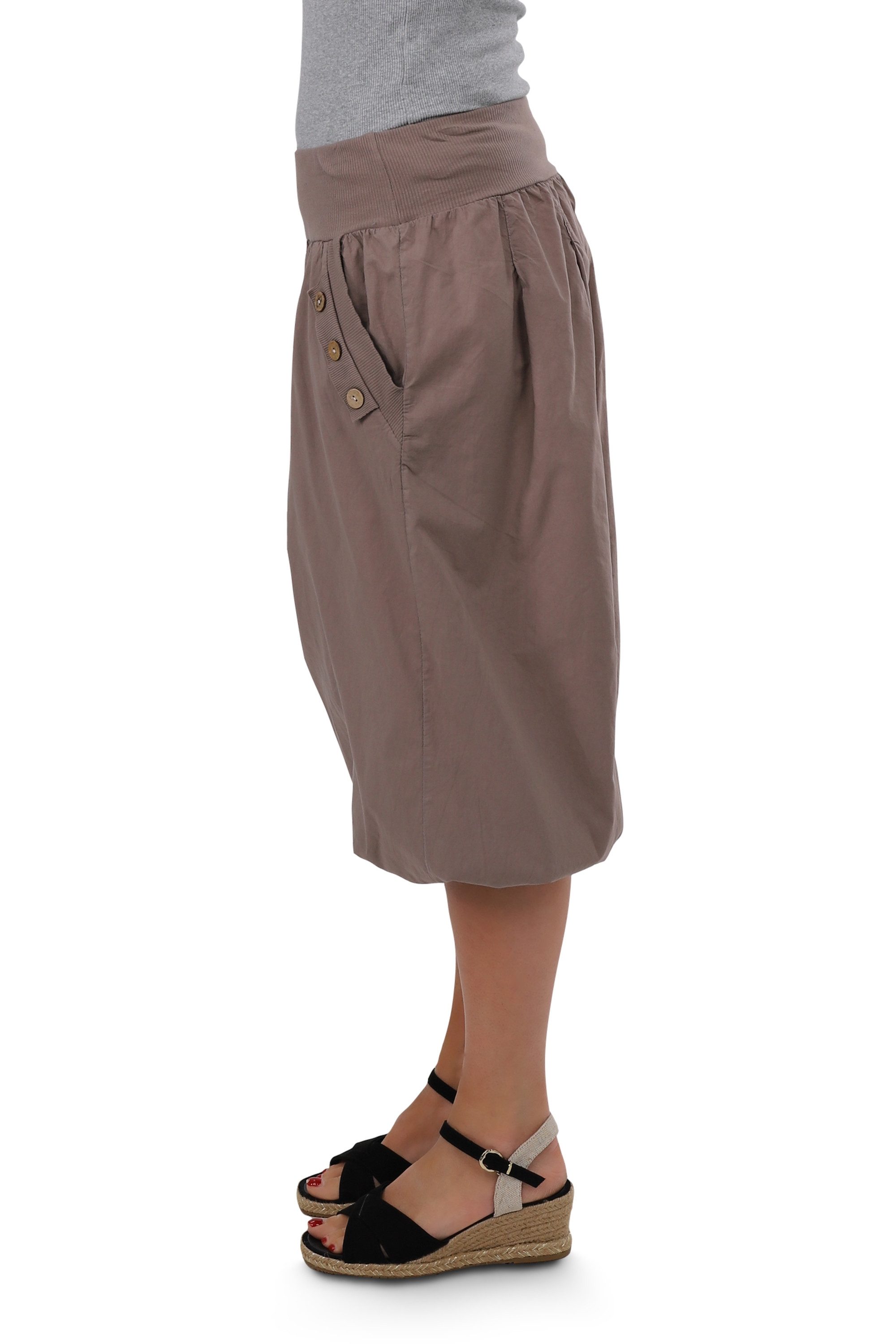 malito more than fashion Haremshose malito Damen Pumphose Capri Holzzierknöpfe 23286H kurze Sommer Pumphose in Unifarben Einheitsgröße