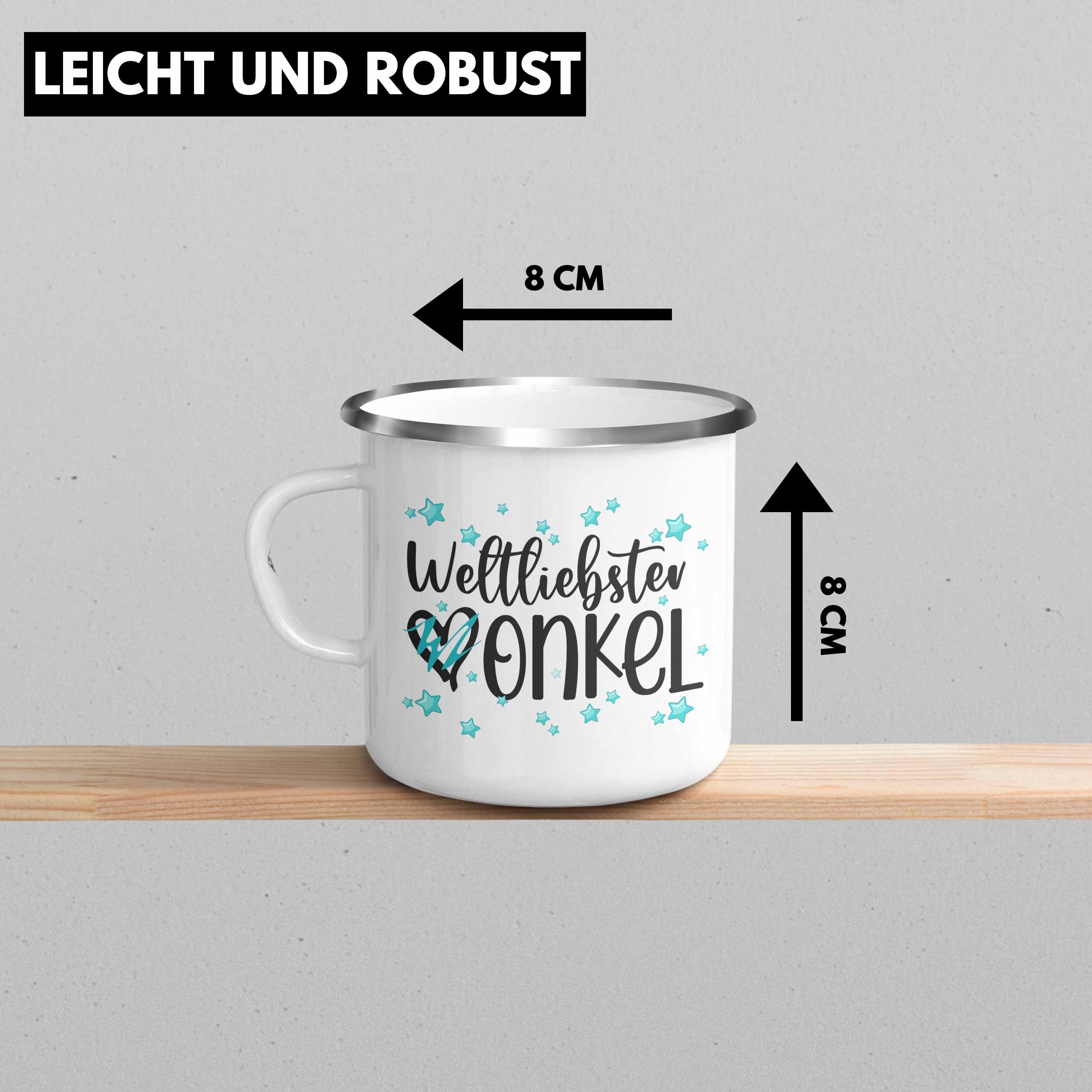 Emaille Geschenk Tasse Trendation Thermotasse Onkel Trendation - Silber Geburtstag Geschenkideen Bester Weihnachten Tassen Emaille