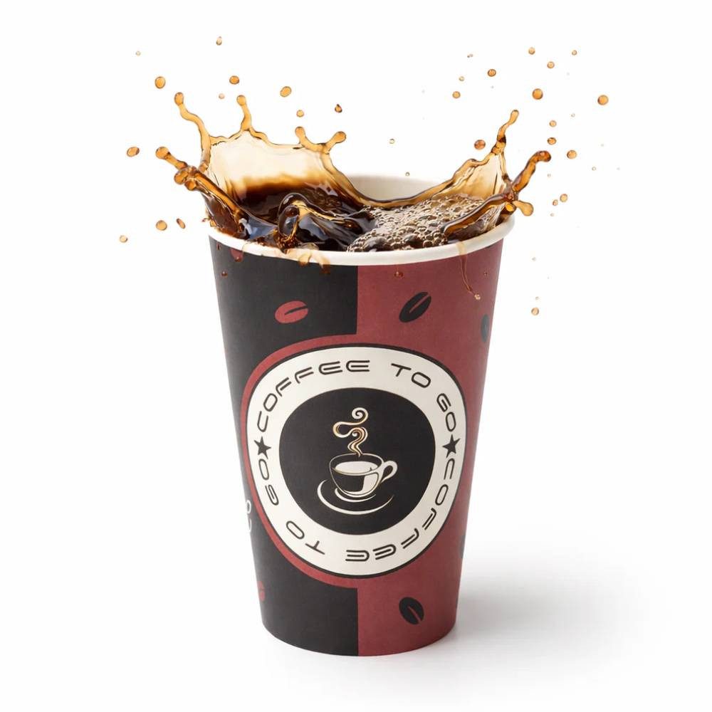 PACKEO Coffee-to-go-Becher Kaffeebecher To Go 300 ml (12 oz), Pappbecher für Heißgetränke, 200-tlg., Braun/Schwarz