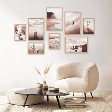 Heimlich Poster Set als Wohnzimmer Deko, Bilder DIN A3 & DIN A4, Rose Gold Beach, Landschaften