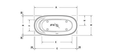 Duravit Badewanne Badewanne CAPE COD 1650x780mm freist 2 Rückenschrägen weiß weiß