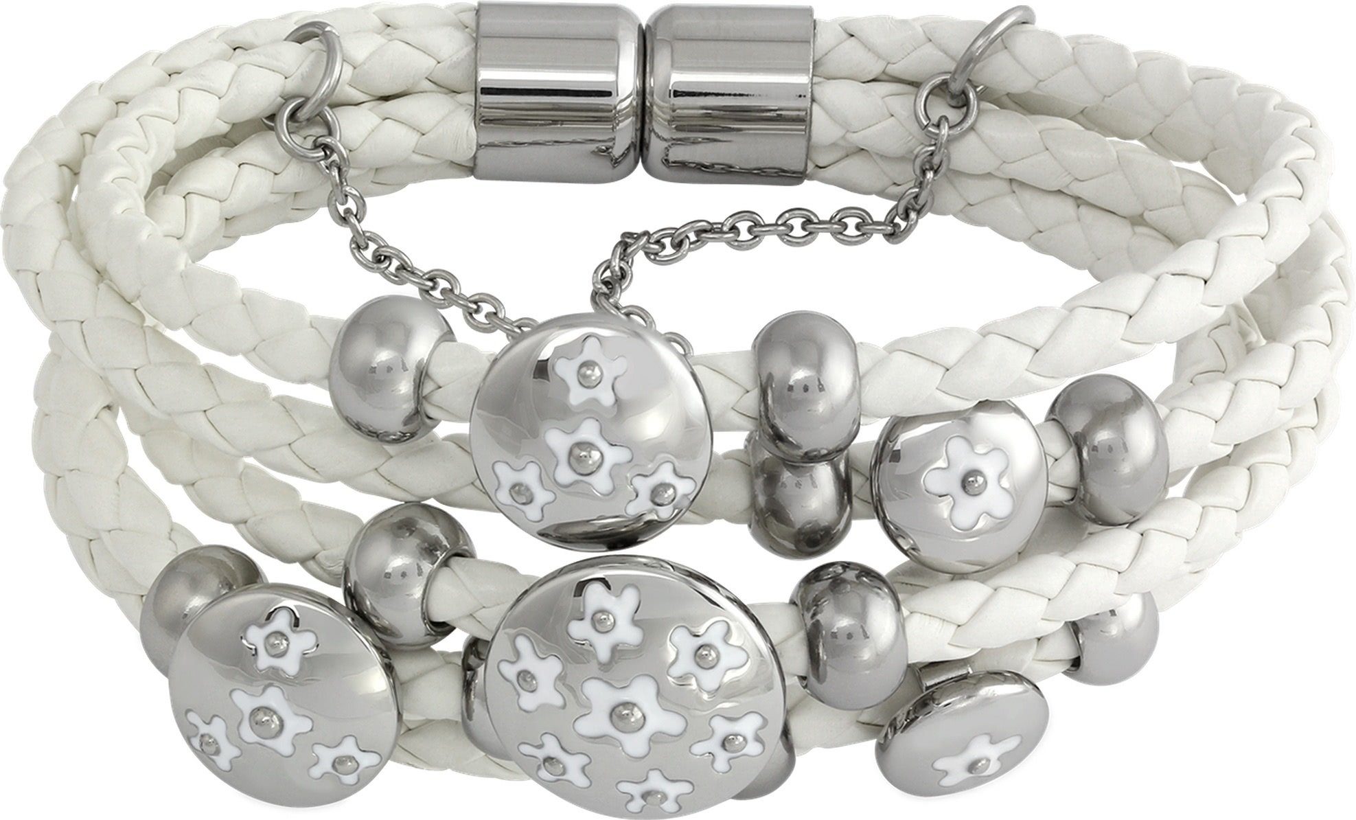 Amello Edelstahlarmband Amello Armband weiß grau Damen Frauen (Armband), Damen Armband Edelstahl (Stainless Steel), Farbe: weiß, grau
