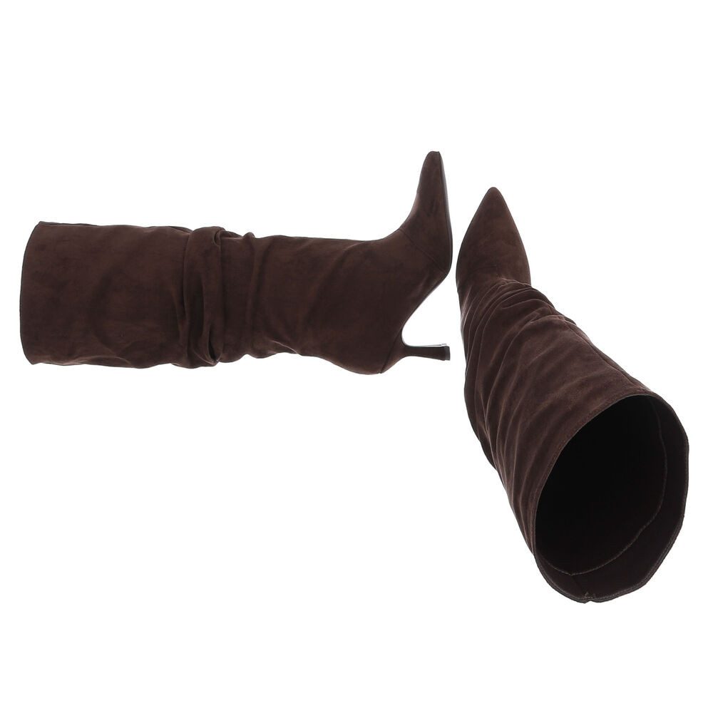 Ital-Design Moderne Damenstiefel mit elegantem Design und Komfort Stiefel (91117002) Pfennig-/Stilettoabsatz Stiefel in Dunkelbraun