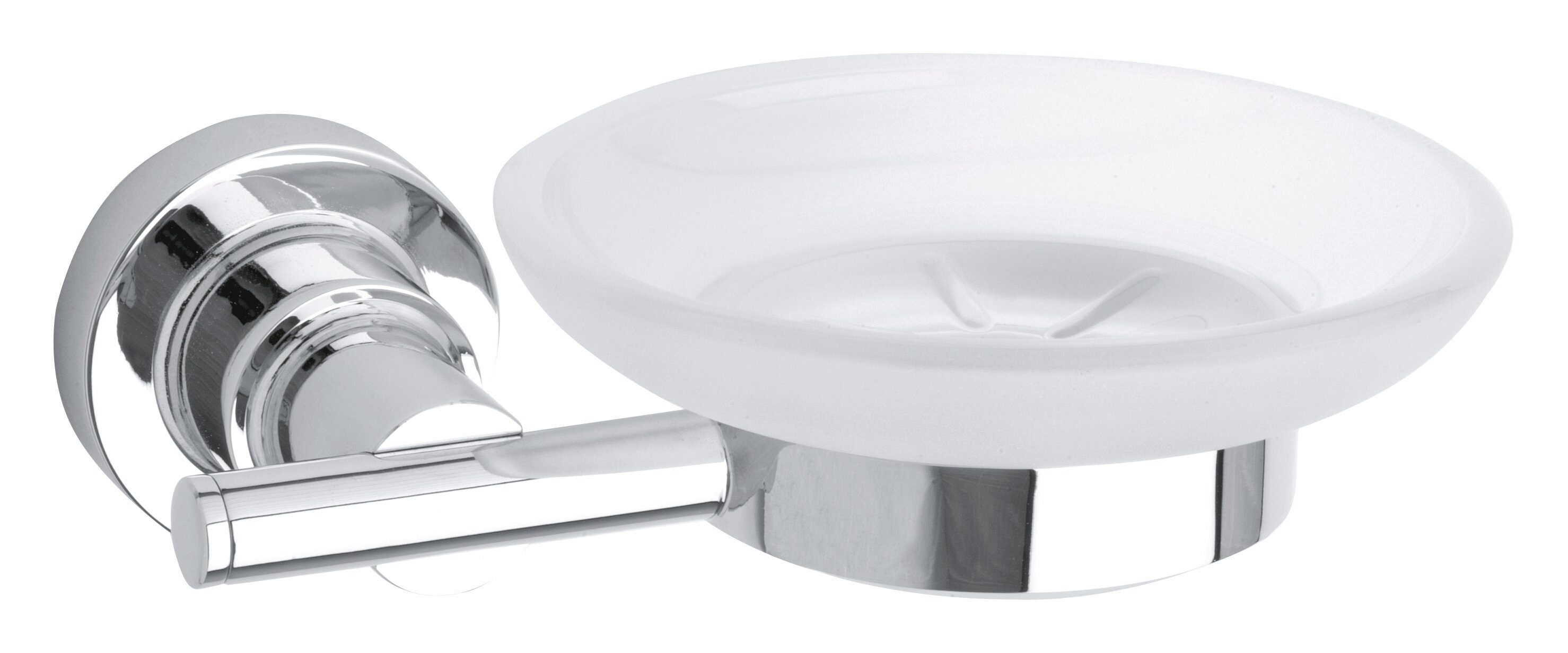 tesa Дозатори мила 1x tesa luup Seifenschale, (Komplett-Set, 2-tlg), chrom-weiß 12 cm : 15 cm : 5,2 cm
