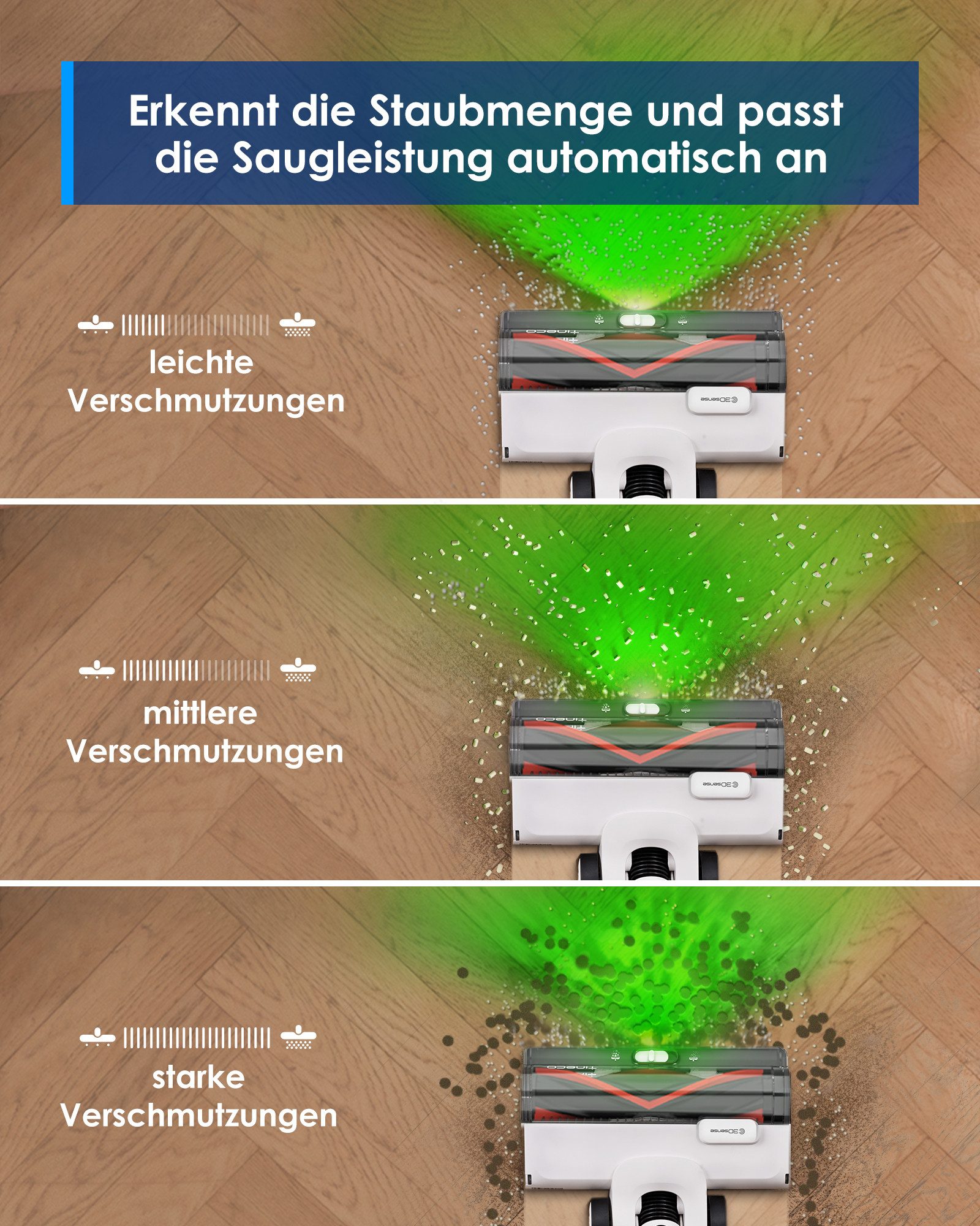 Tineco Akku-Stielstaubsauger Pure One A50S, Effektiv gegen Tierhaare, flexibles Saugrohr, 60 Min, 500 W, beutellos, Weitwinkel-Scheinwerfer, Zyklonfilter, 60Min – Bild 5 von 5