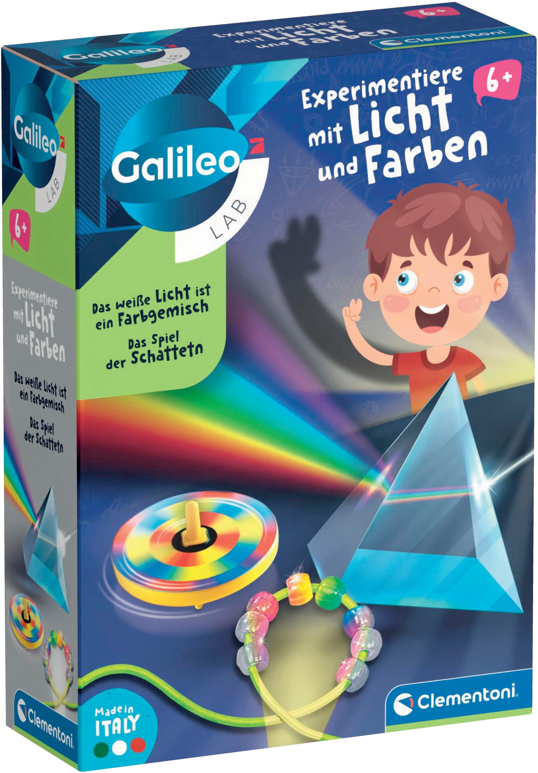 Clementoni® Experimentierkasten Galileo Lab, Experimentiere mit Licht und Farben, Made in Europe