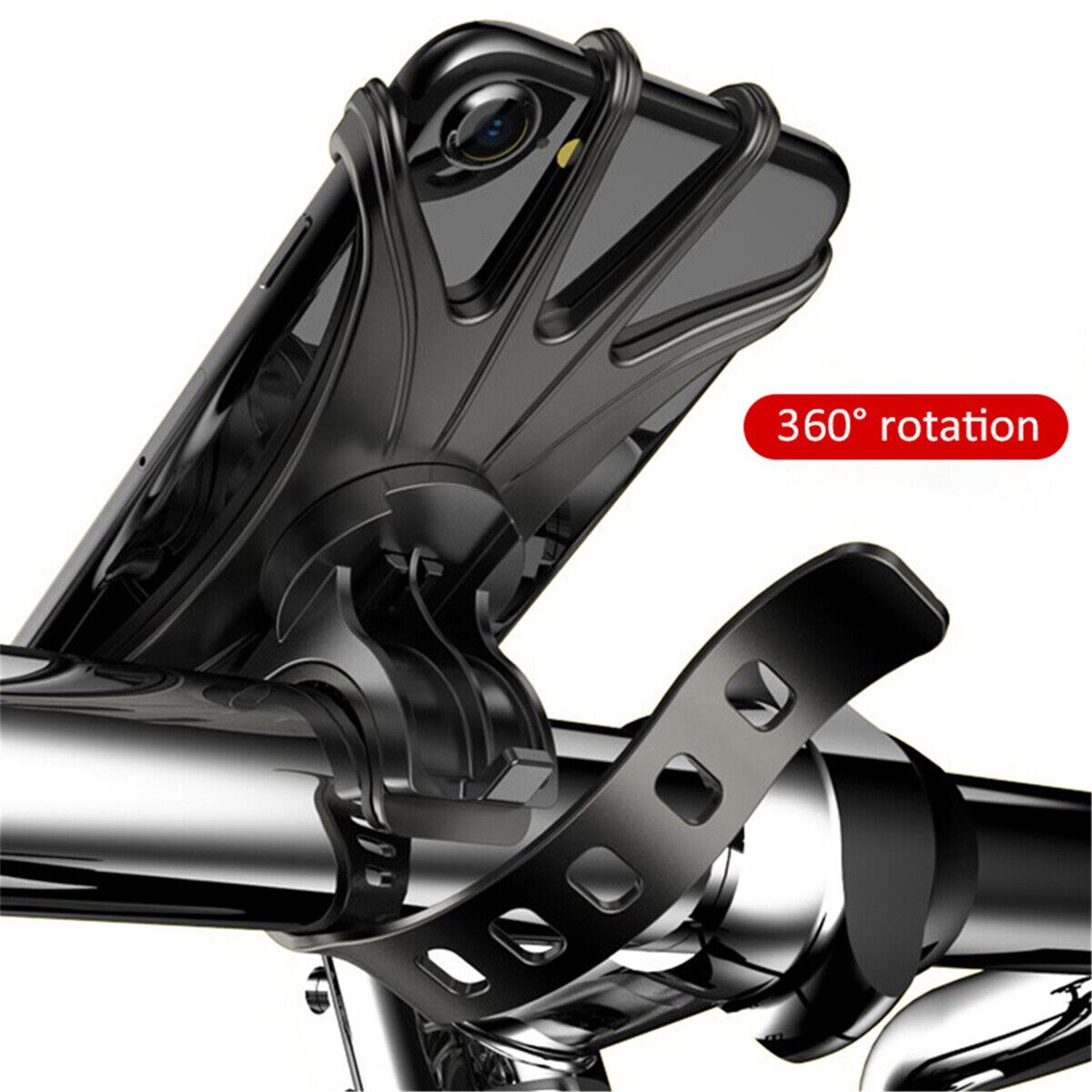 Olotos Handyhalterung Fahrrad Halterung Smartphone Handy Halter Motorrad  Handy-Halterung, (Universal Motorrad Lenker Halterung Silikon 360° Drehung)