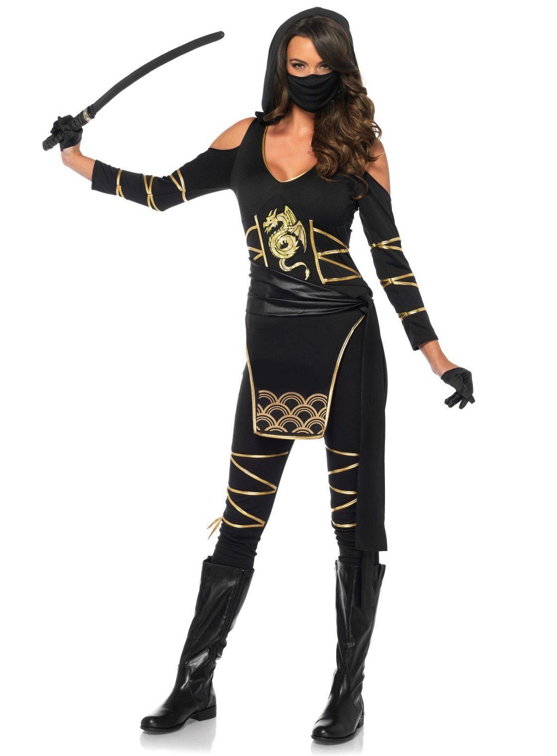 Leg Avenue Kostüm Ninjakriegerin, Werde zur gefährlichen Kämpferin im Catsuit!