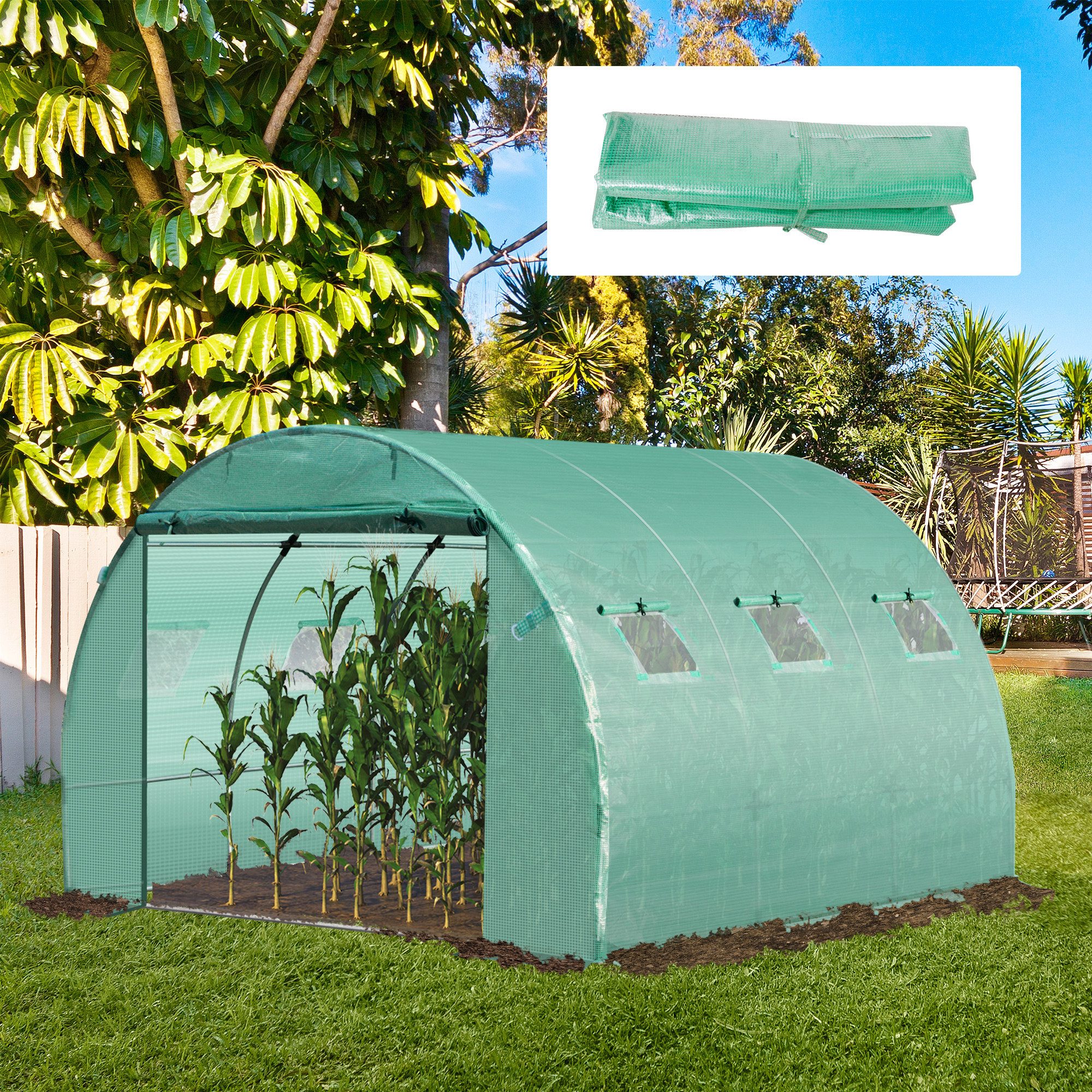 Outsunny Foliengewächshaus mit Fronttü...