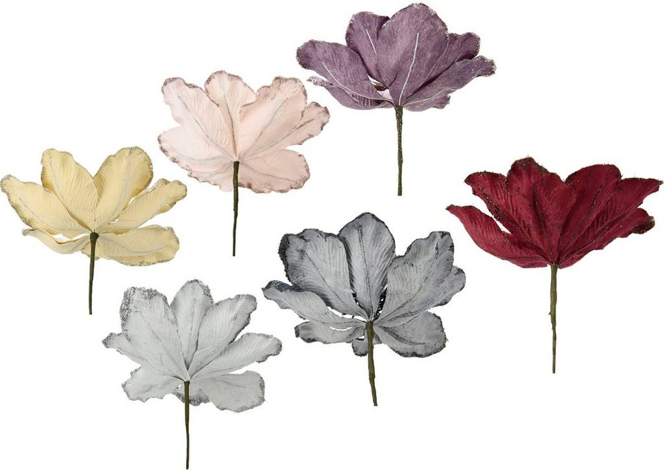 Kunstblume Magnolie, I.GE.A., Höhe 19 cm, Kunstblume, Dekoblume, 6er Set