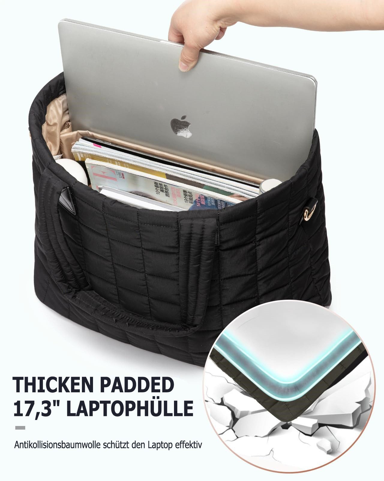 Coonoor Schultertasche Damen große Handtasche, Rauten-Design Schultertasche für Frauen, große Tote Tasche, Laptop Tasche – Bild 4 von 5