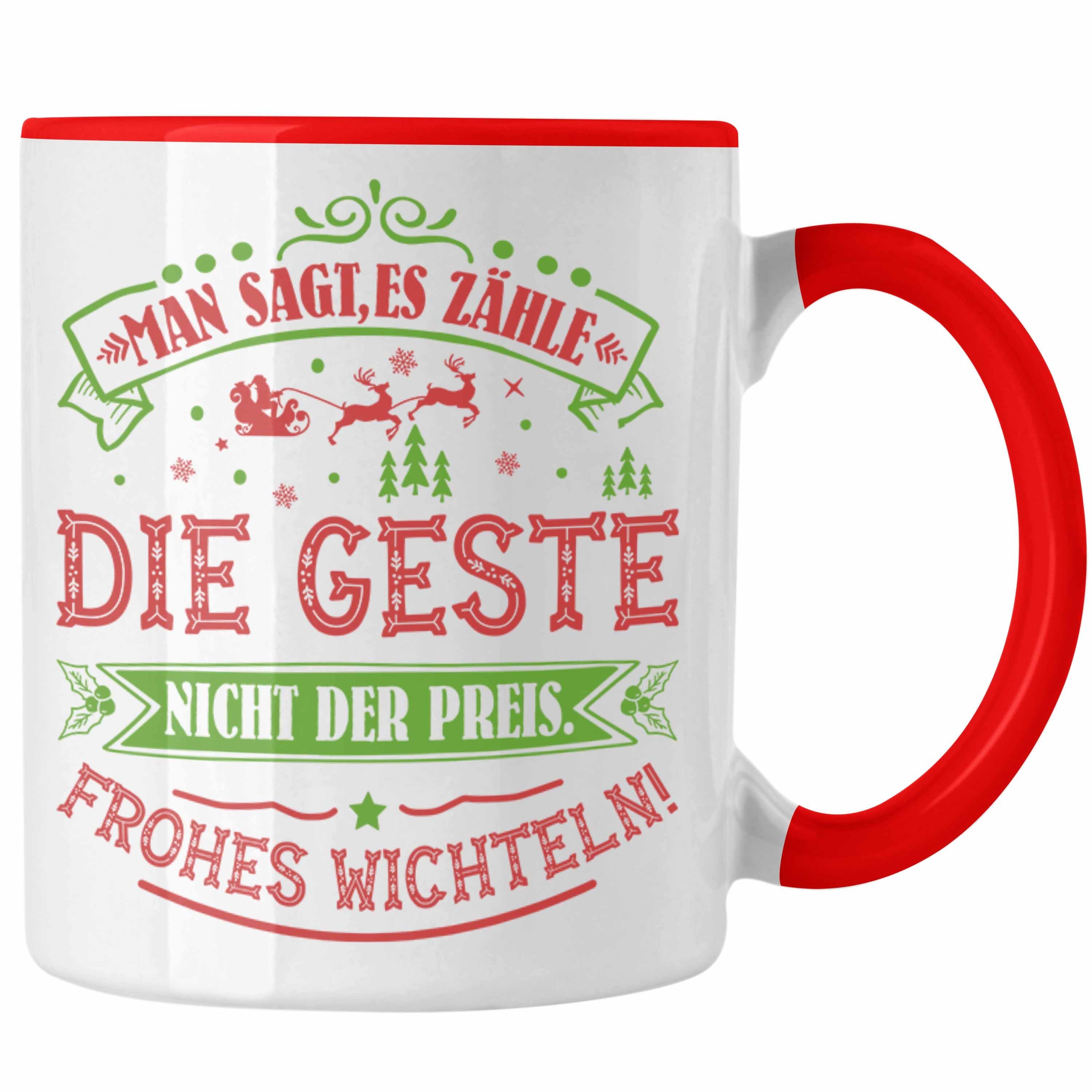 Trendation Tasse Wichtelgeschenk für 20 Euro Tasse Wichteln für Frauen Kollegen Wichtel Rot | Teetassen
