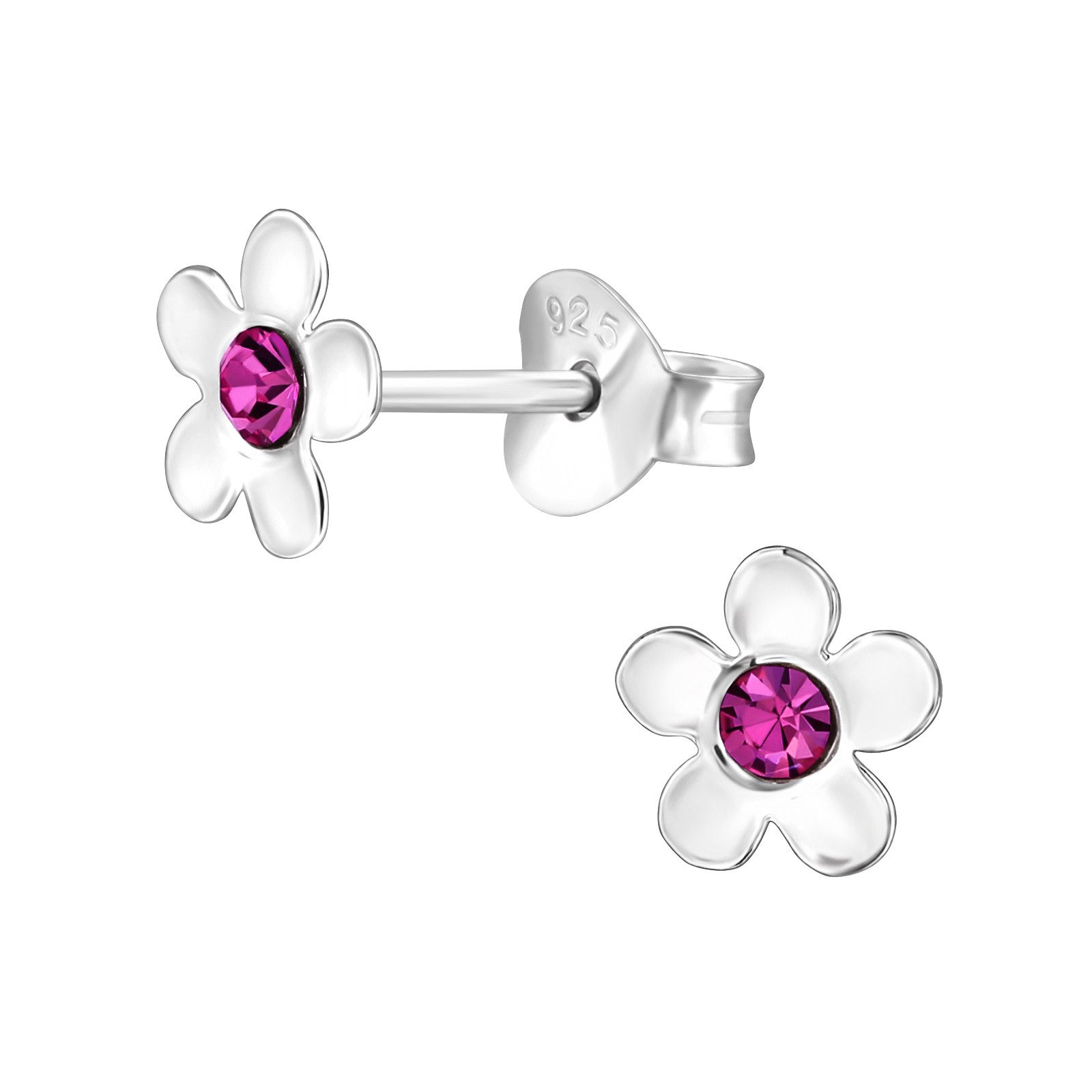 Ohrring-Set Blume Kinder Ohrringe Kristalle 925 Silber Ohrstecker