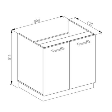 Livinity® Spülenunterschrank R-Line, Weiß Landhaus/Weiß, 80 cm, AP Marmor